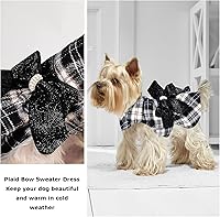 Vista 3 de Kosiyi Suéter pequeño para perro, ropa para perro, vestidos para cachorros para perros pequeños, vestido a cuadros de princesa, ropa para festivales