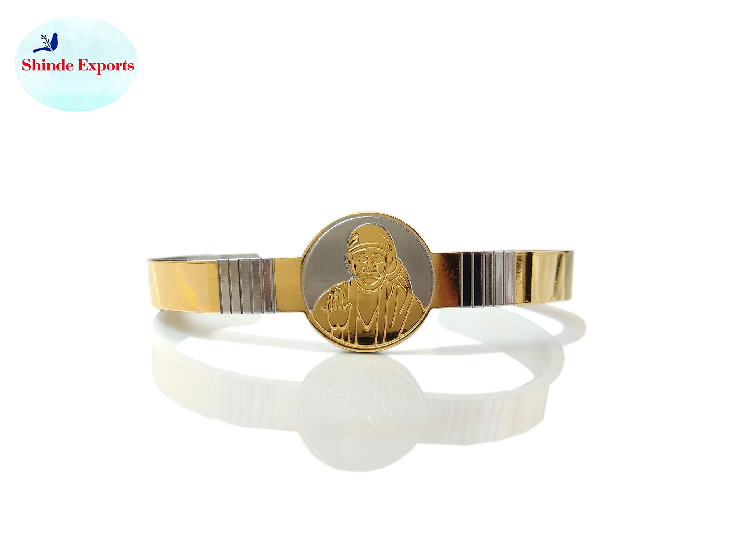 SHINDE EXPORTSbrass sai baba bracelet gold plated for men and women 7mm Width Free Size.