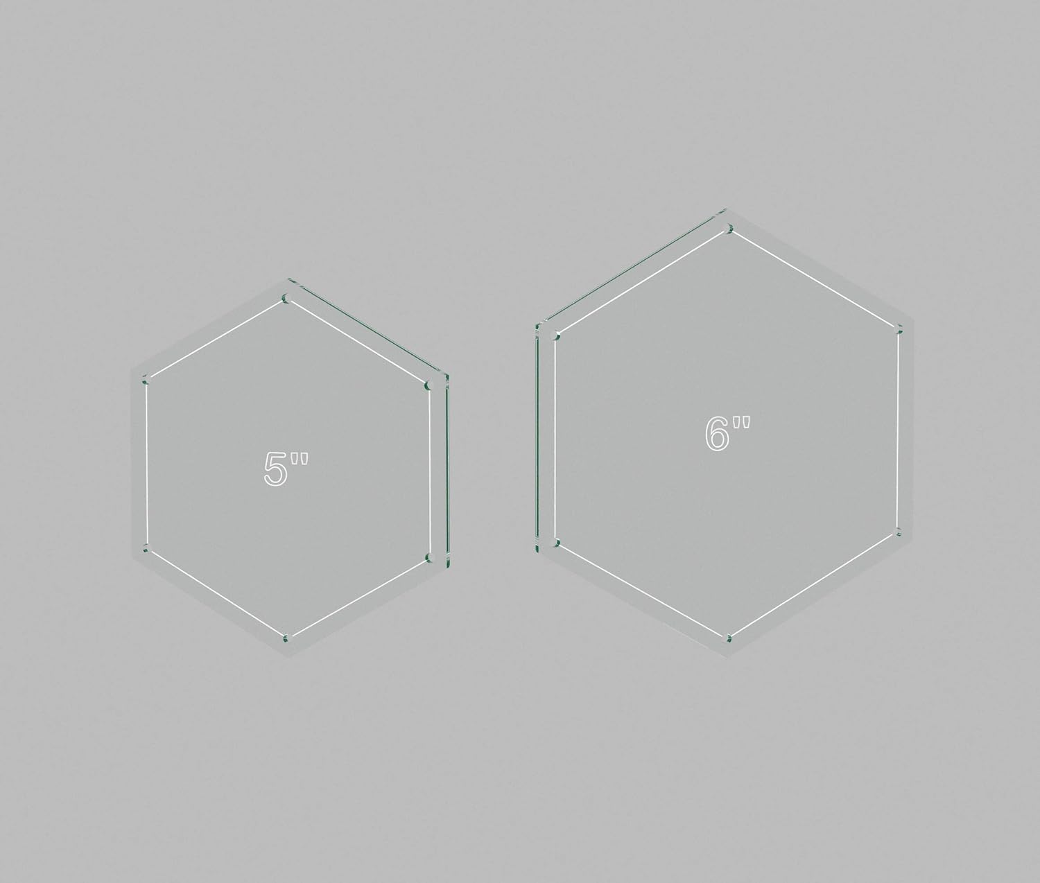 Hexagon Quilting Template Set - 5", 6", 7", 8" Sizes with 1/4" Seam Allowance - Durable Acrylic Templates for Quilting, Patchwork, Crafting, & Sewing Projects - Clear Templates for Accuracy