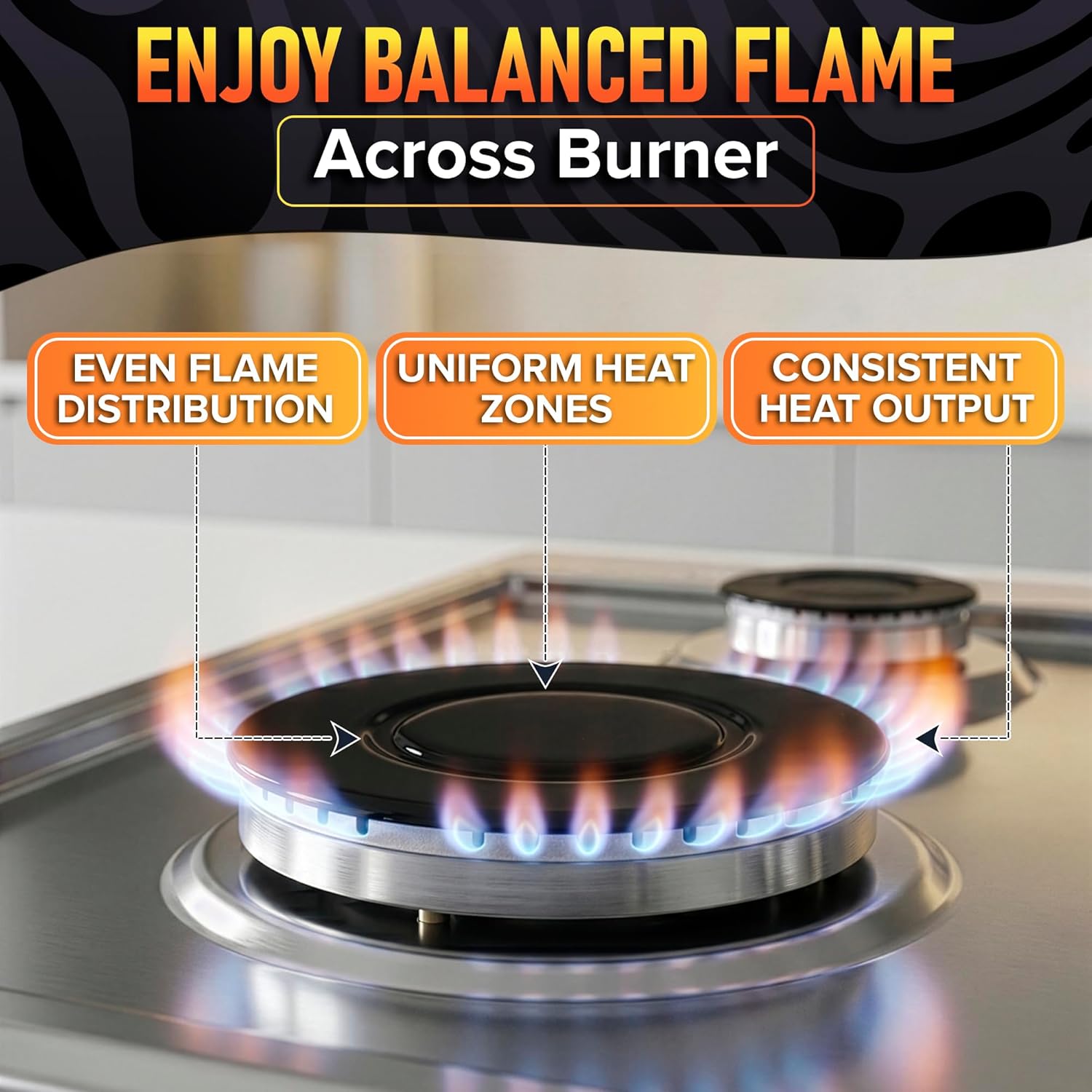 4 Pcs Gas Stove Burner Replacement Compatible with Sabaf Stoves - Gas Stove Burner Caps with Zinc Alloy Build, Uniform Flame Distribution, 3.7" 2.62" 1.87" Size - Measure Burners Before Purchase