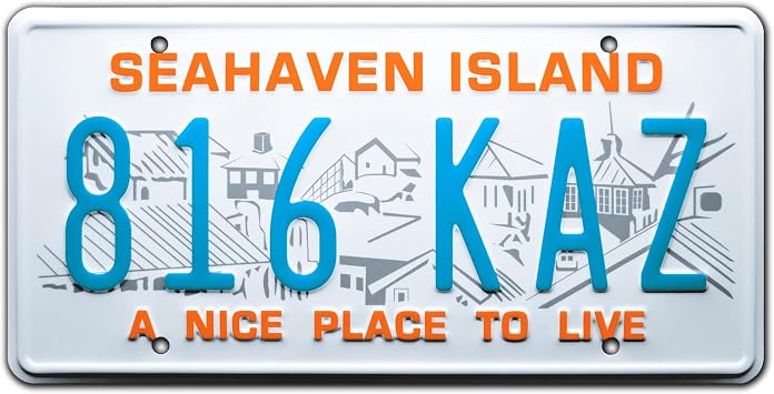 Celebrity Machines | The Truman Show | 816 KAZ | Vanity Plate, Stamped Aluminum, Metal Decorative Tag, Corrosion Resistant, Quality Novelty Sign, Wall Decoration, Wall Hanging