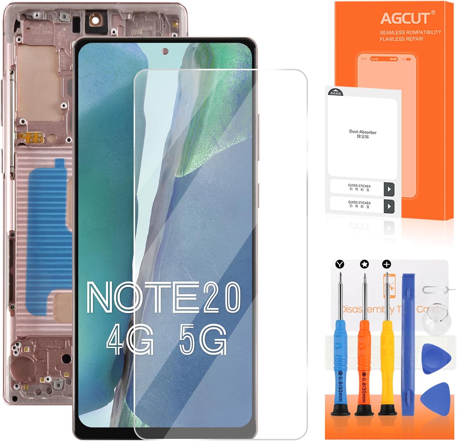 INCELL for Samsung Galaxy Note20 4G 5G Screen Replacement for Samsung Note 20 5G LCD Display N980 SM-N981U SM-N981W LCD Digitizer Touch Screen Assembly Gold with Frame(Original Size)