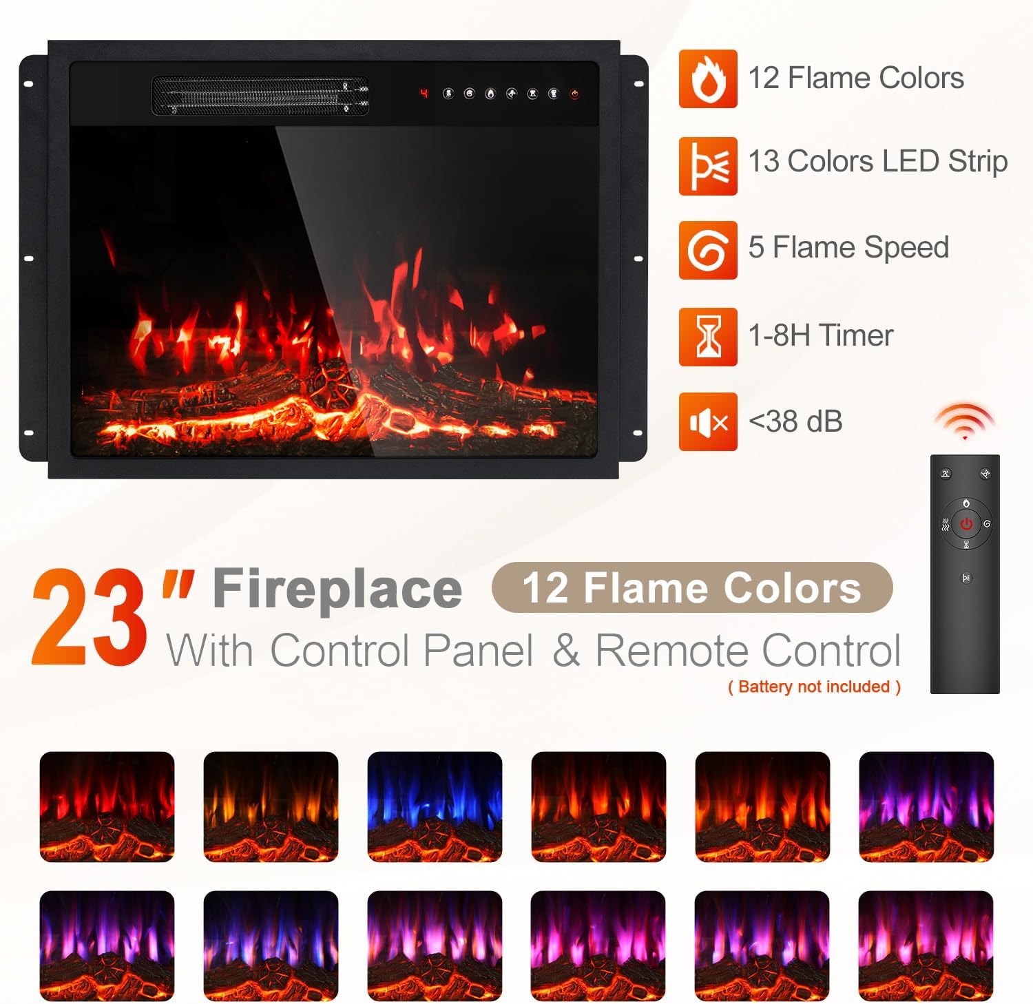 50”Electric Fireplace with Mantel, Fireplace TV Stand with 23”Electric Fireplace Heater, Remote Control, Adjustable Led 3D Realistic Flame, Corner Fireplace for Living Room, Bedroom, Coffee