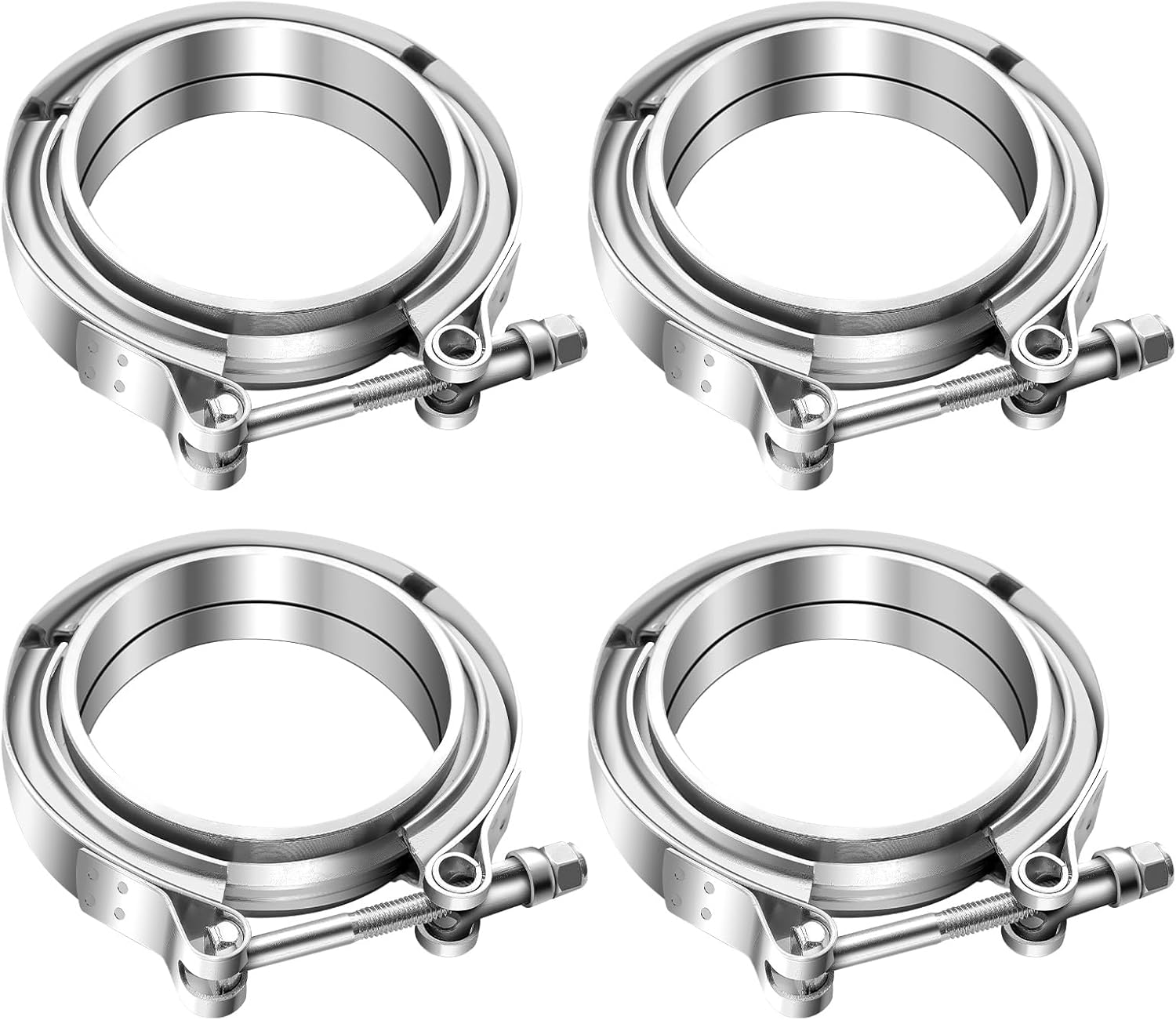 3.0 Inch V Band Clamp with Flange Male Female Stainless Steel (4, 3.0")