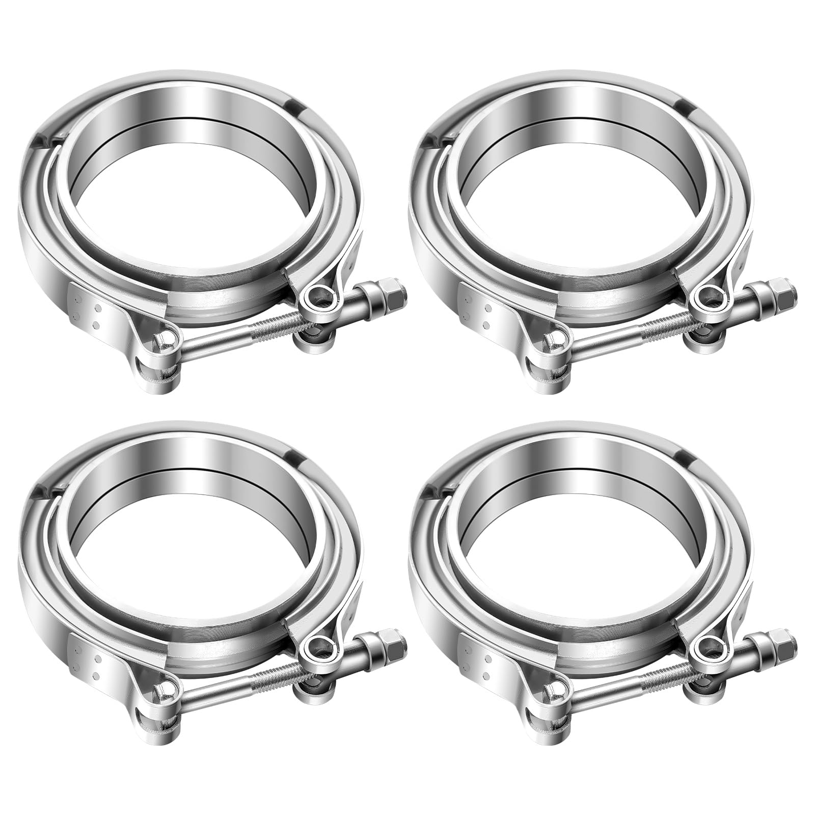 2.5 Inch V Band Clamp with Flange Male Female Stainless Steel (4, 2.5")