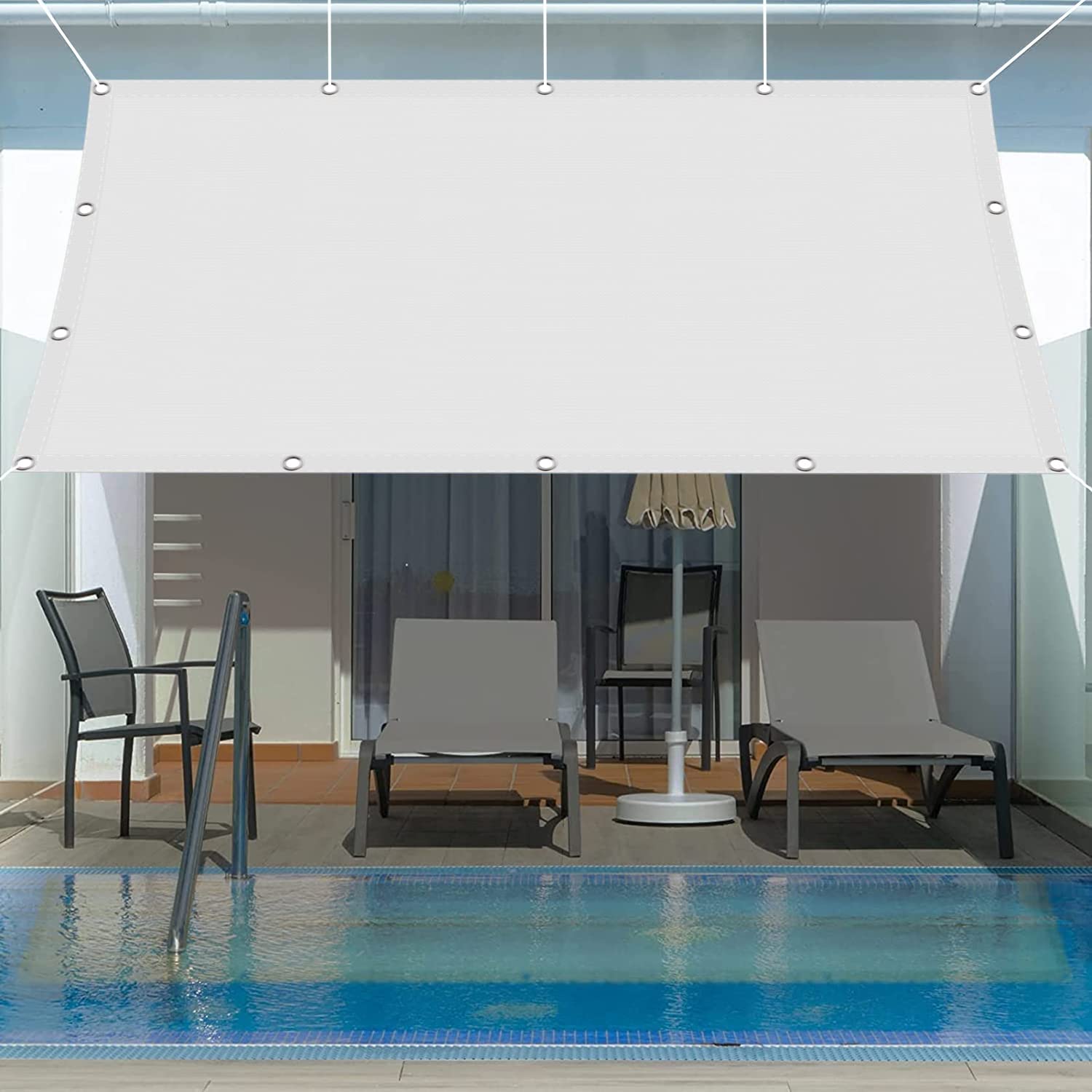 Voile d'ombrage anti-âge blanc 2.8 x 3.2 m résistant au vent