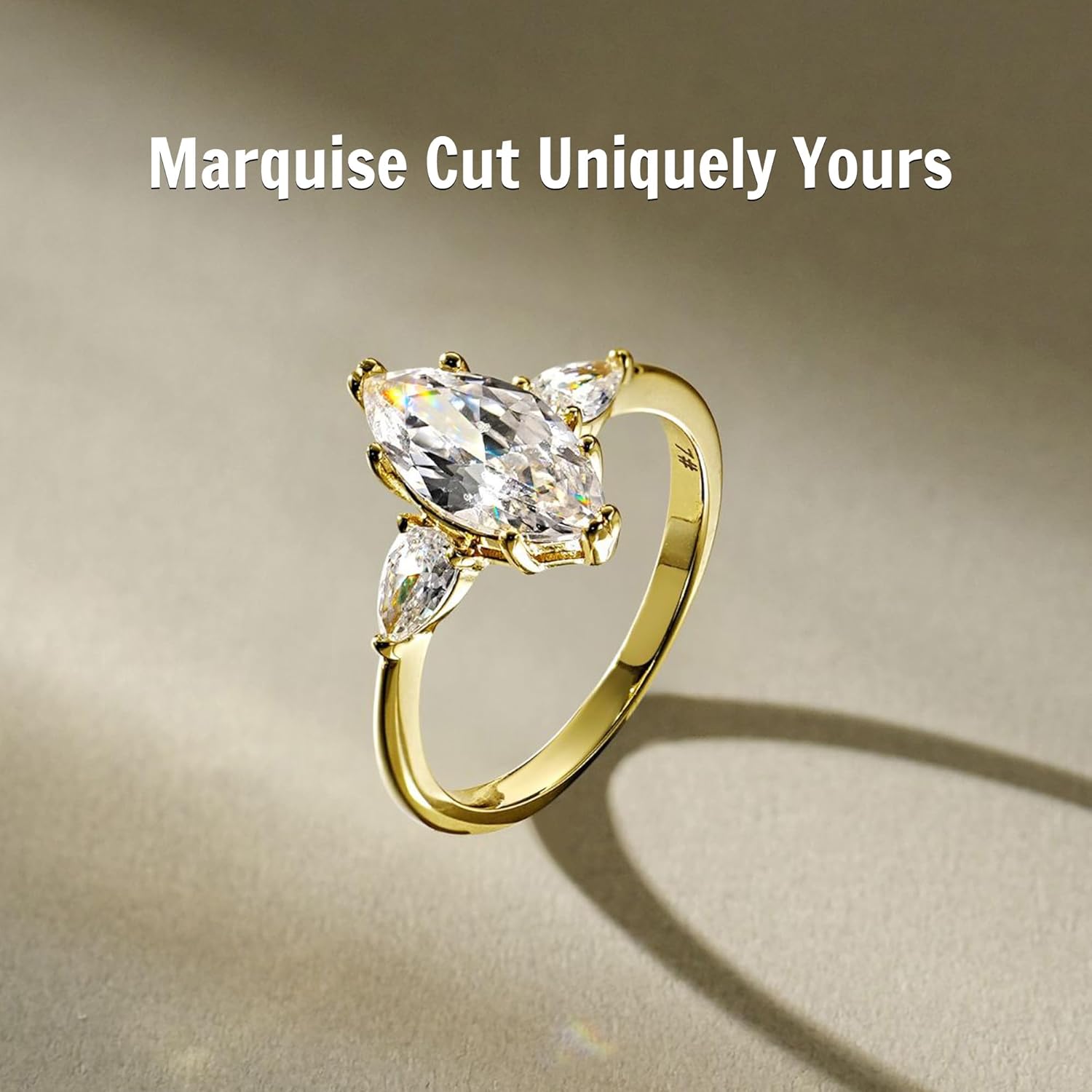2CT Engagement Ring for Women Marquise Cut 925 Sterling Silver AAAAA Cubic Zirconia CZ Wedding Band Promise Ring For Women Solitaire Simulated Diamond Silver/Gold Size 5-10 - Image 5