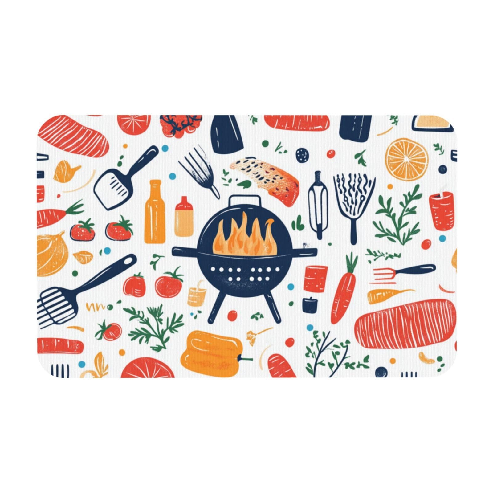 Tapis de sol lavable haute résistance motif tomates et carottes 50x80