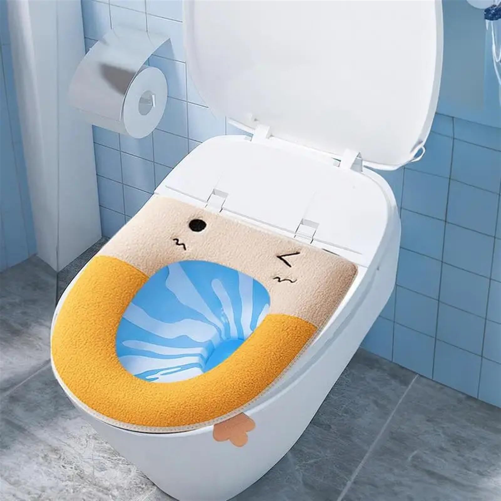 Universal Winter Warme Wc Sitz Abdeckung Wc Sitz Mit Griff Zipper Wc Kissen Verdicken Sitz Matte Badezimmer Aceesories (Size : E)