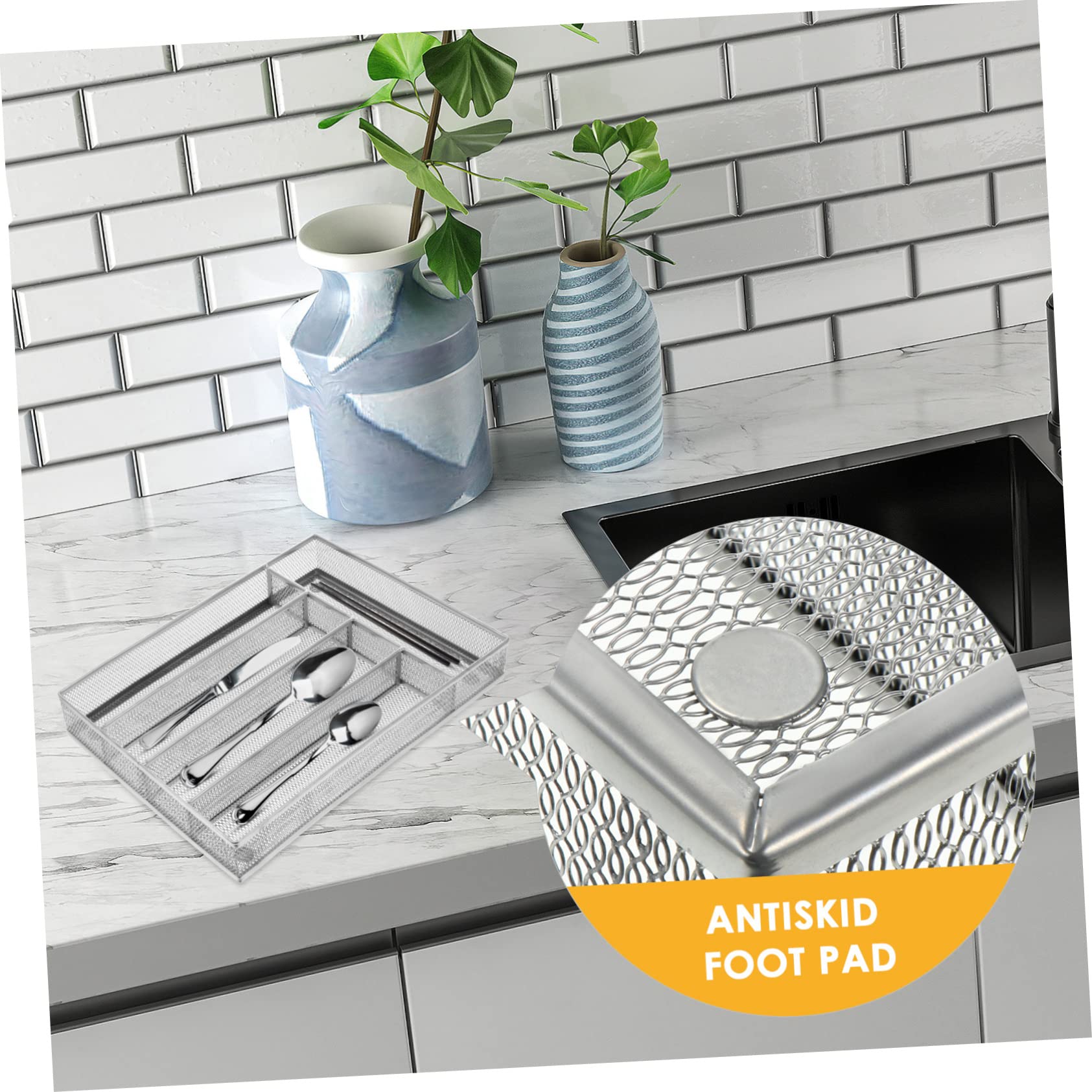 Mikinona 1pezzi Organizer Per Cucina Carbonio Divisa Per Utensili e Design Antiscivolo Adatto Per e Ristoranti