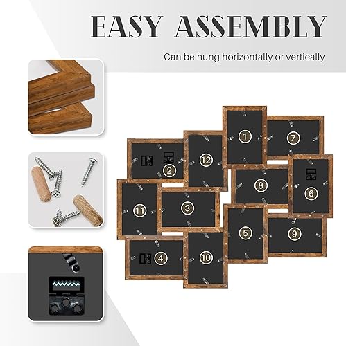 Miniatura 4 de J.M.Deco Marcos de fotos collage de 12 aperturas de Reunion Friends Family Memory Photo Frames Collage para decoración de pared, marco de fotos,