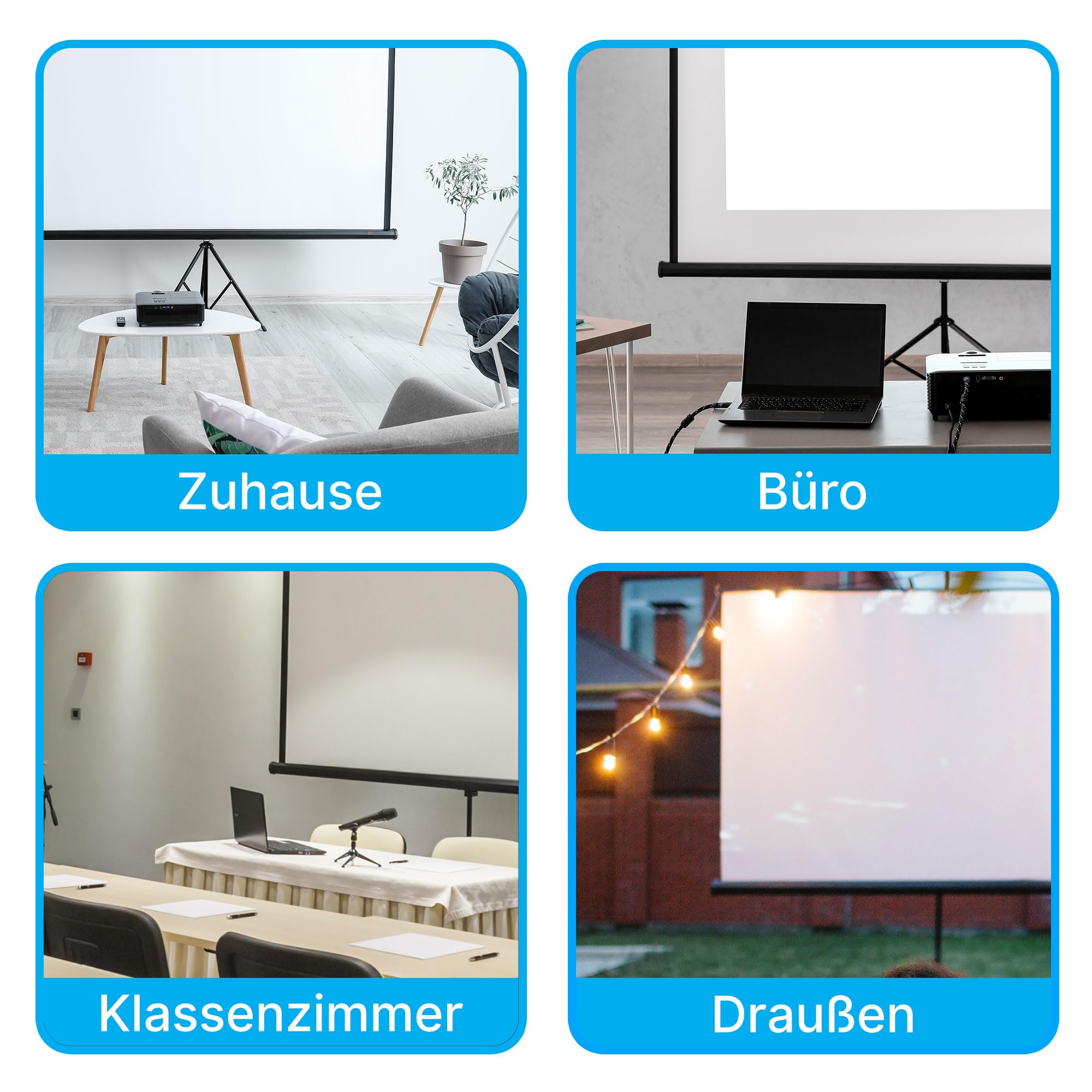 Pyle Beamer Rollo Leinwand, 80 Zoll 16:9 HD 4K, Projektorleinwand mit Stativ & Schwarzem Rahmen, Höhenverstellbar, Leicht Tragbar mit Tasche, für Innen/Außen, Filme & Präsentationen