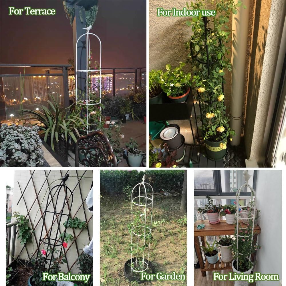 Obélisque de Jardin en Métal pour Plantes Grimpantes Φ21/25/31/35cm Tuteur de Jardin Haut 120/150/160/180/190cm Treillis d'Obélisqu Grow Cage (Color : White, Size : 31x180cm(12.2x71in))