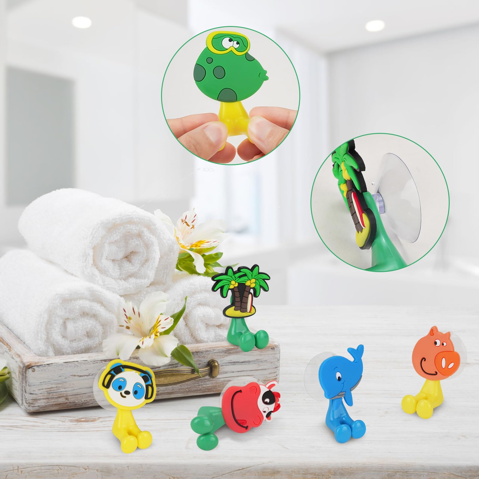 10 soportes para cepillos de dientes para niños, soporte para cepillo de dientes de ducha montado en la pared con ventosa, ganchos multifuncionales para baño, garaje, oficina, cocina,