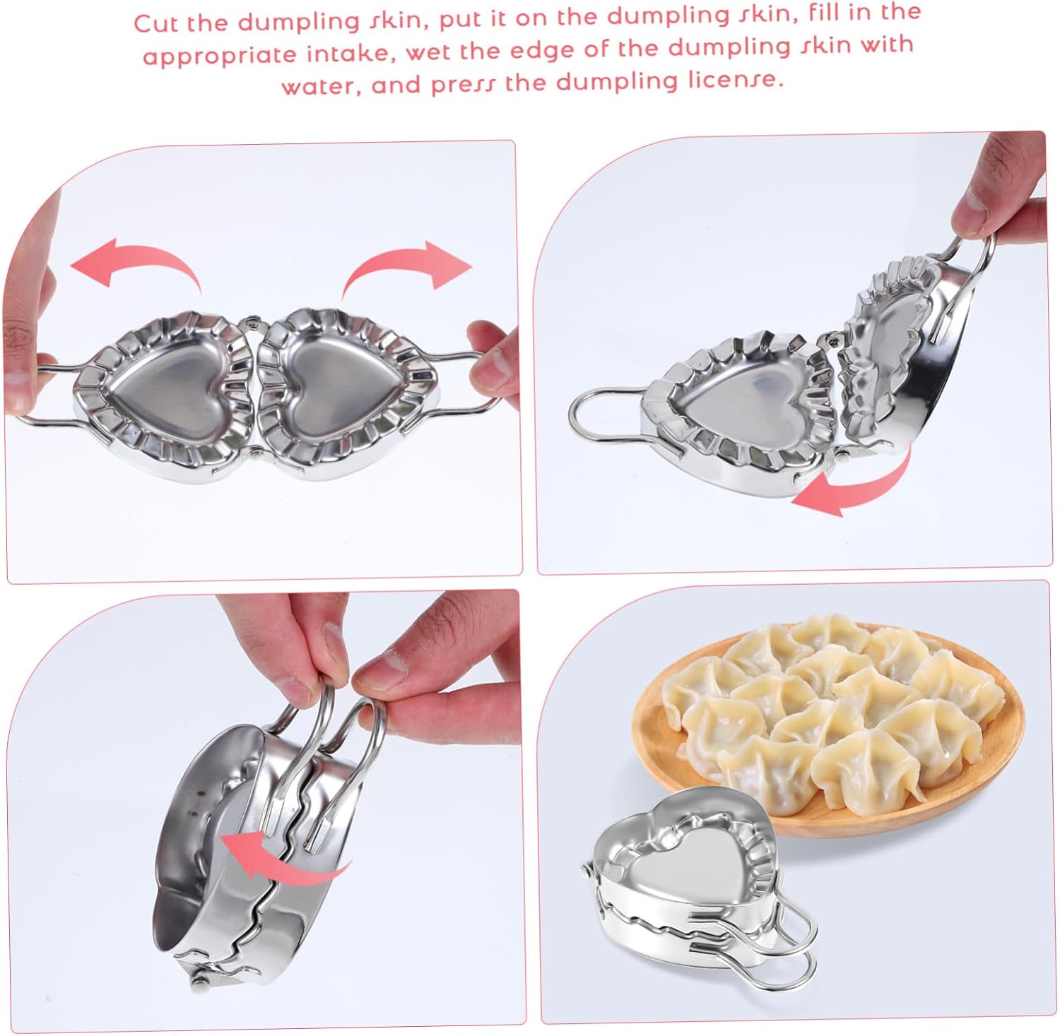 VOSAREA 2Sets Dumpling Maker Mold Kit Includes Dumpling Cutter Rings Filling Spoon Rolling Pin for Homemade Dumplings Empanadas Ravioli