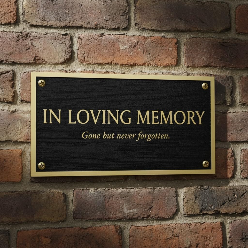 Personalized Bronze Engraved Brass Nameplate with Logo, Images & Custom Text, Indoor Outdoor Wall Mount Sign for Home, Office, Memorial & Special Occasion Gifts – Solid Brass Custom Plaque ( BRASS WITH BLACK)