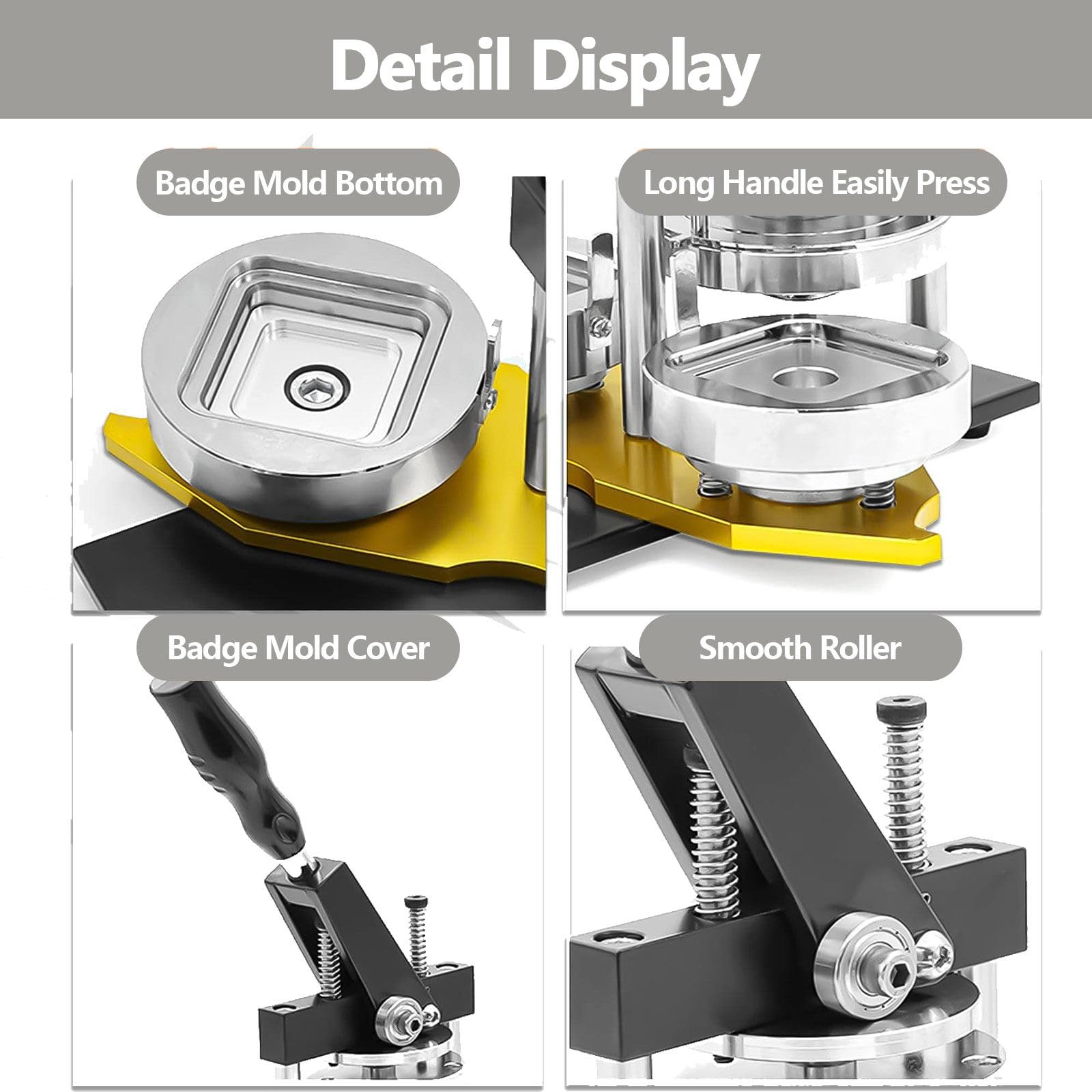 Máquina para hacer botones imantados redondos para nevera, máquina para hacer pines cuadrados metálicos para imanes de nevera, kits de prensa para chapas DIY con 100 sets de suministros. 58mm