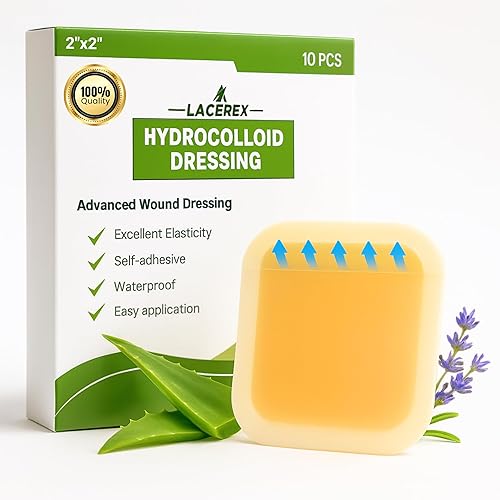 AWD - Vendajes hidrocoloides autoadhesivos estériles para curación avanzada, paquete de 10, 2 x 2 pulgadas, flexible, sin látex, resistente al agua,