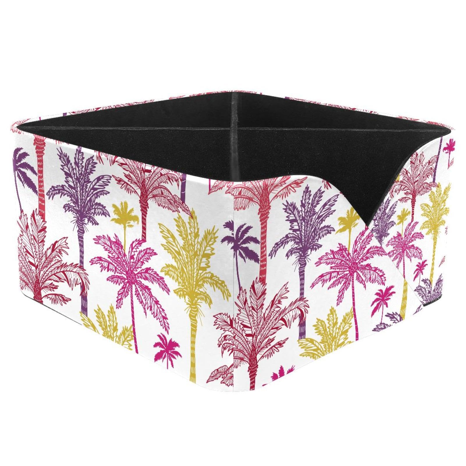 KengjuTesu Colorful Palm Trees Patterns Desktop Organizer Pen Holder, Rectangular Pencil Cup for Office, Study and Makeup Stations