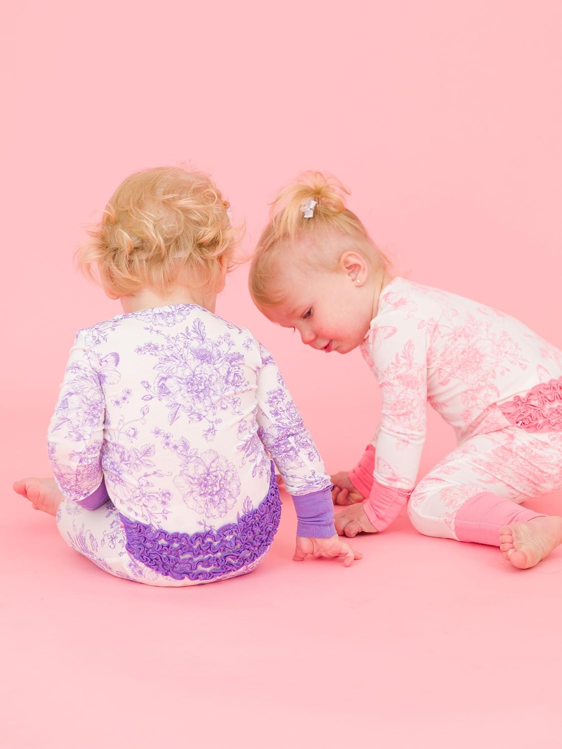 RuffleButts SoftSnooze - Viscose from Bamboo Baby Girls Ruffle One Piece Convertible Pajamas