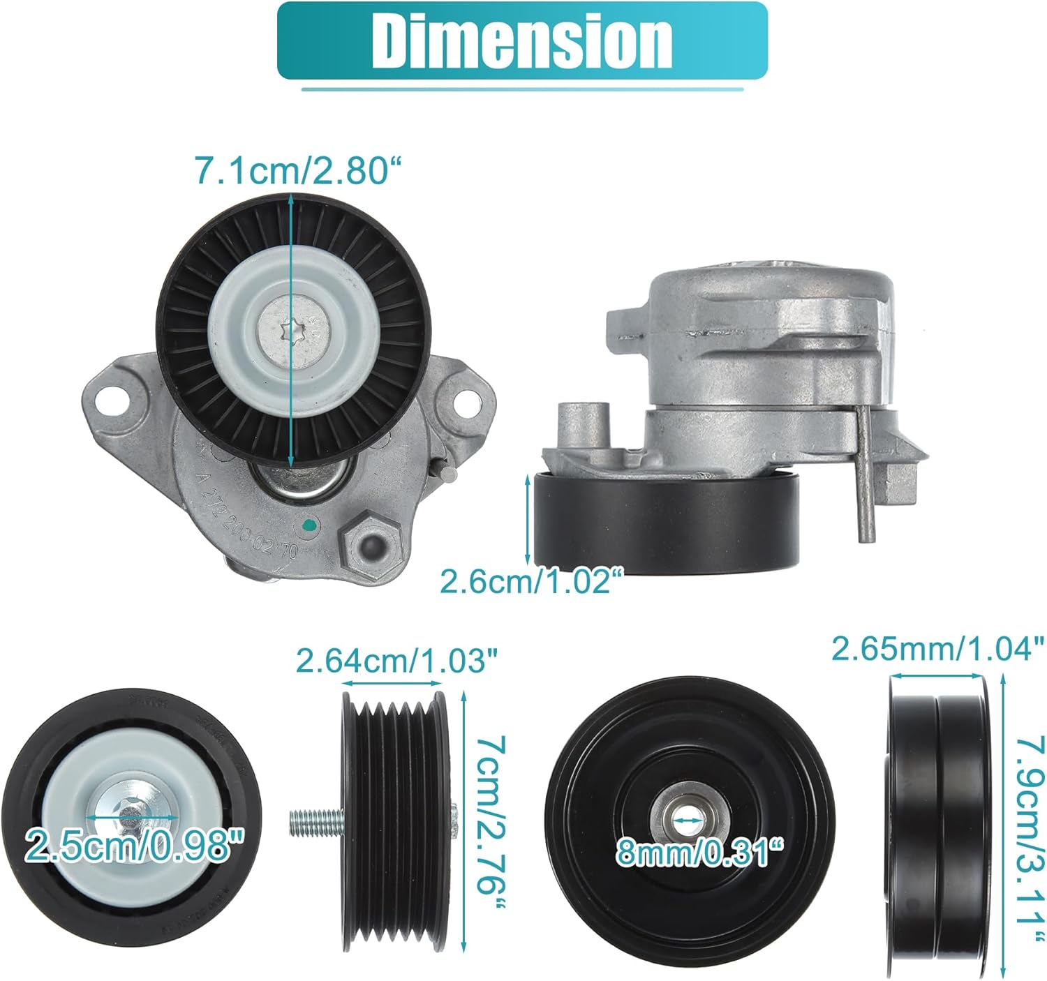X AUTOHAUX Accessory Drive Belt Tensioner Assembly w/V-belt Idler Pulley for Mercedes-Benz C300 C350 E350 No.2722021019/2722021419 Serpentine Tensioner Automatic Belt Drive Tensioner