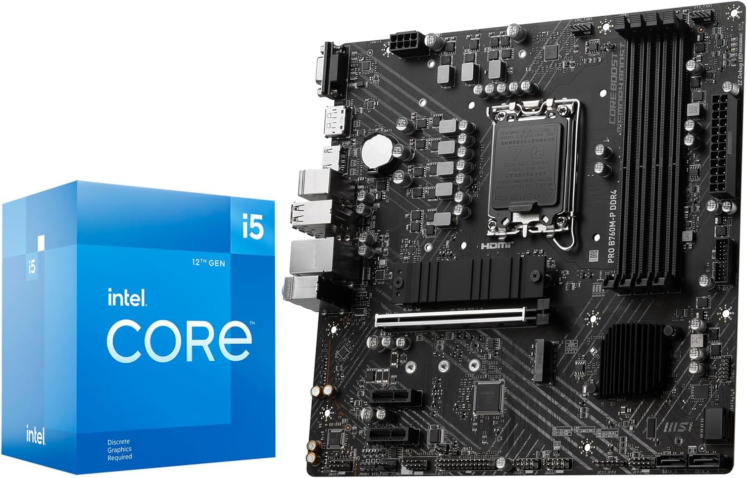 Micro Center CPU Motherboard Combo - Intel Core i5-12400F 12th Gen 6-Cores LGA 1700 Desktop Processor Bundle with MSI PRO B760M-P DDR4 ProSeries Motherboard