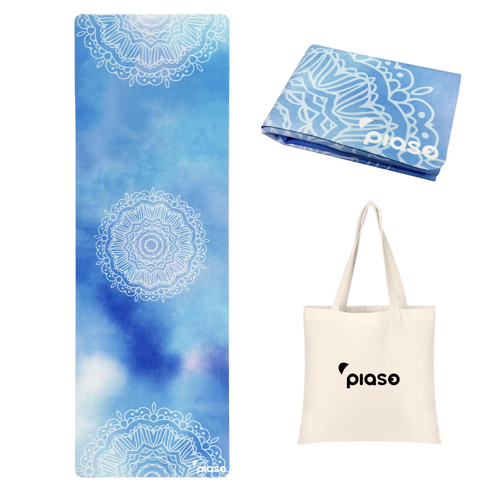 PIASO Travel Yoga Mat Non Slip, Pilates Fitness Mats, Eco Friendly 1.5mm Thick Yoga Mats for Women, Exercise Mats With Carry Bag