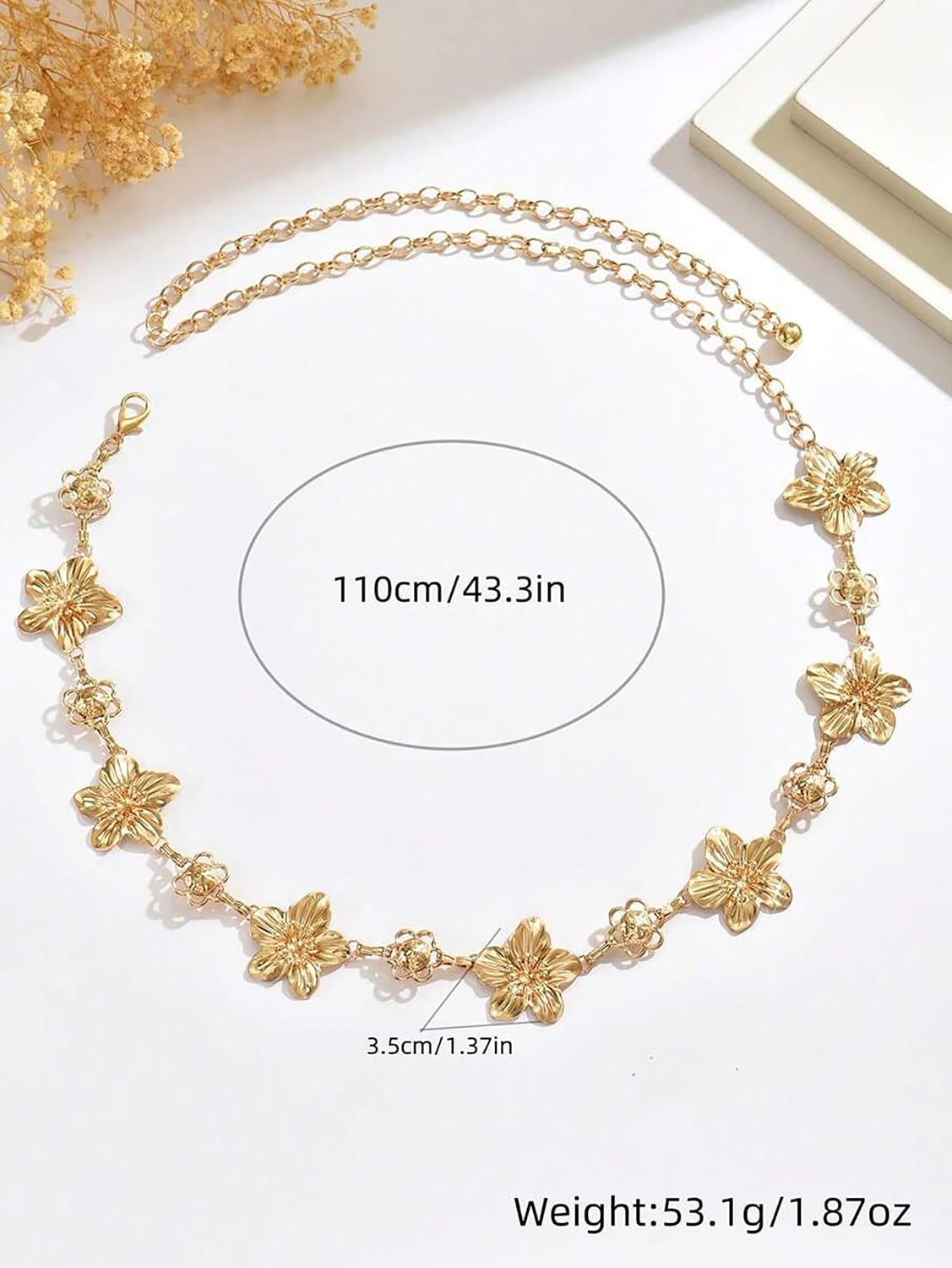 TEBIEKOY Flower Charm Waist Chain for Women, Gold Belly Chain Body Jewelry for Beach, Summer Dresses & Vacation Outfits