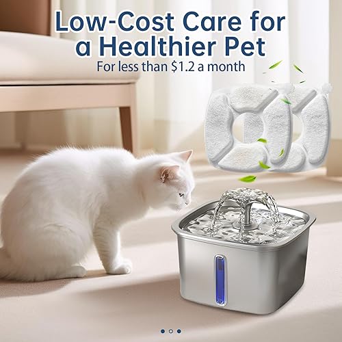 Miniatura 5 de 32 filtros de repuesto para fuente de agua para gatos, paquete de 16 filtros de fuente para gatos con 16 esponjas, filtro de fuente de mascotas de