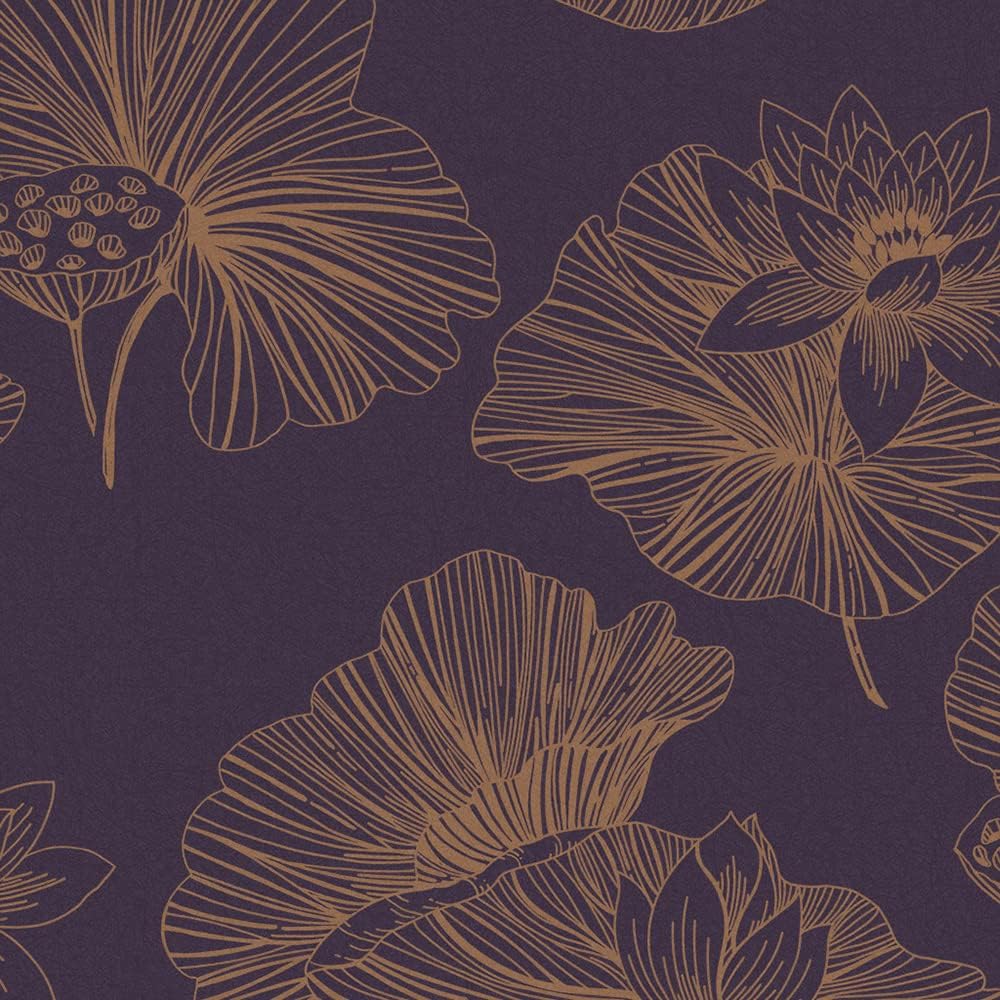 Graham & Brown Lotus Floral Paste The Wall Wallpaper (Plum)