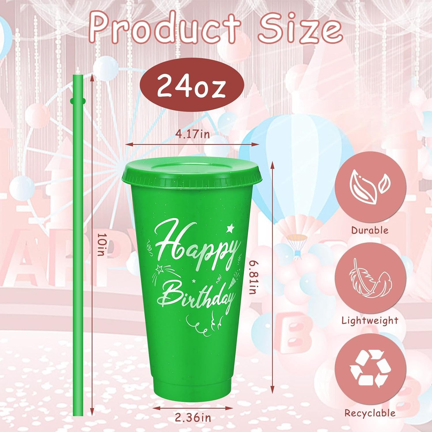 Uiifan 30 Pcs Birthday Cups Bulk with Lids and Straws, Colorful Reusable Tumblers for Party Favors Return Gifts, Birthday Goodie Bag Stuffers - Image 2