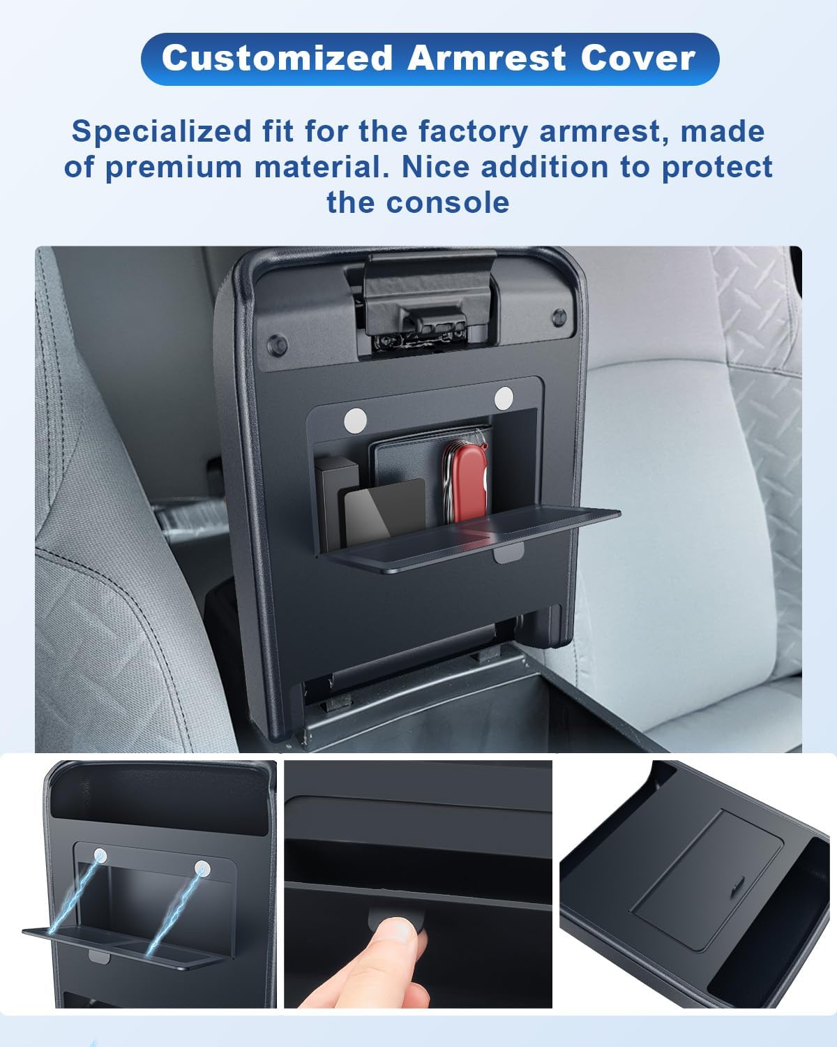 CDEFG for 2025 2026 Toyota 4Runner Center Console Cover with Hidden Storage for 2025 2026 Toyota 4Runner Accessories Armrest Cover 2025 2026 4Runner Middle Console Pad with Magnets Secret Box