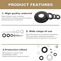 Vista 4 de QTEATAK Kit surtido de 420 arandelas planas de nailon negro/blanco para tornillos y pernos M2 M2.5 M3 M4 M5 M6 M8 M10 M12