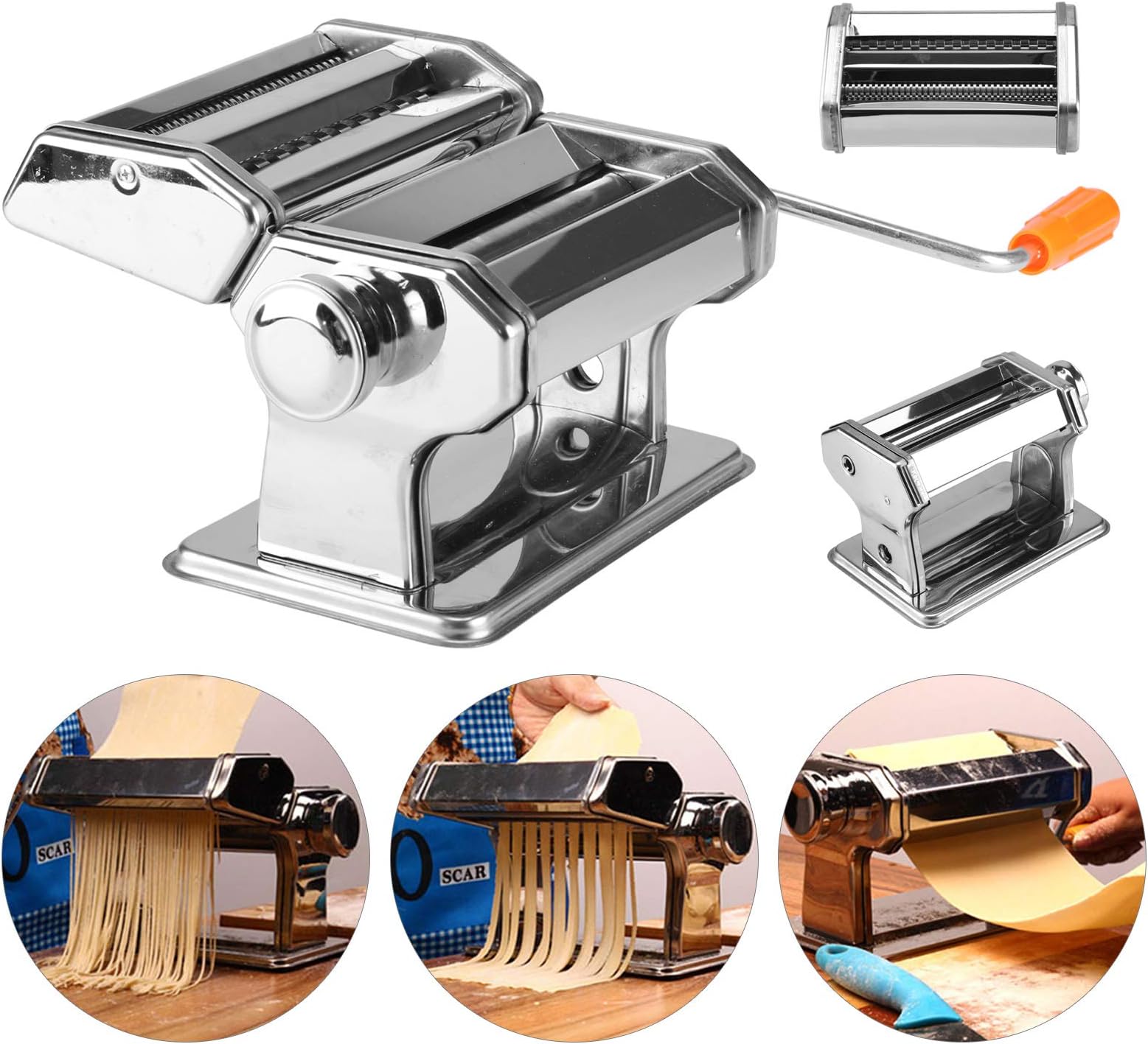KingSaid 5 in 1 Stainless Steel Pasta Maker Machine Lasagne Spaghetti Tagliatelle Ravioli Maker