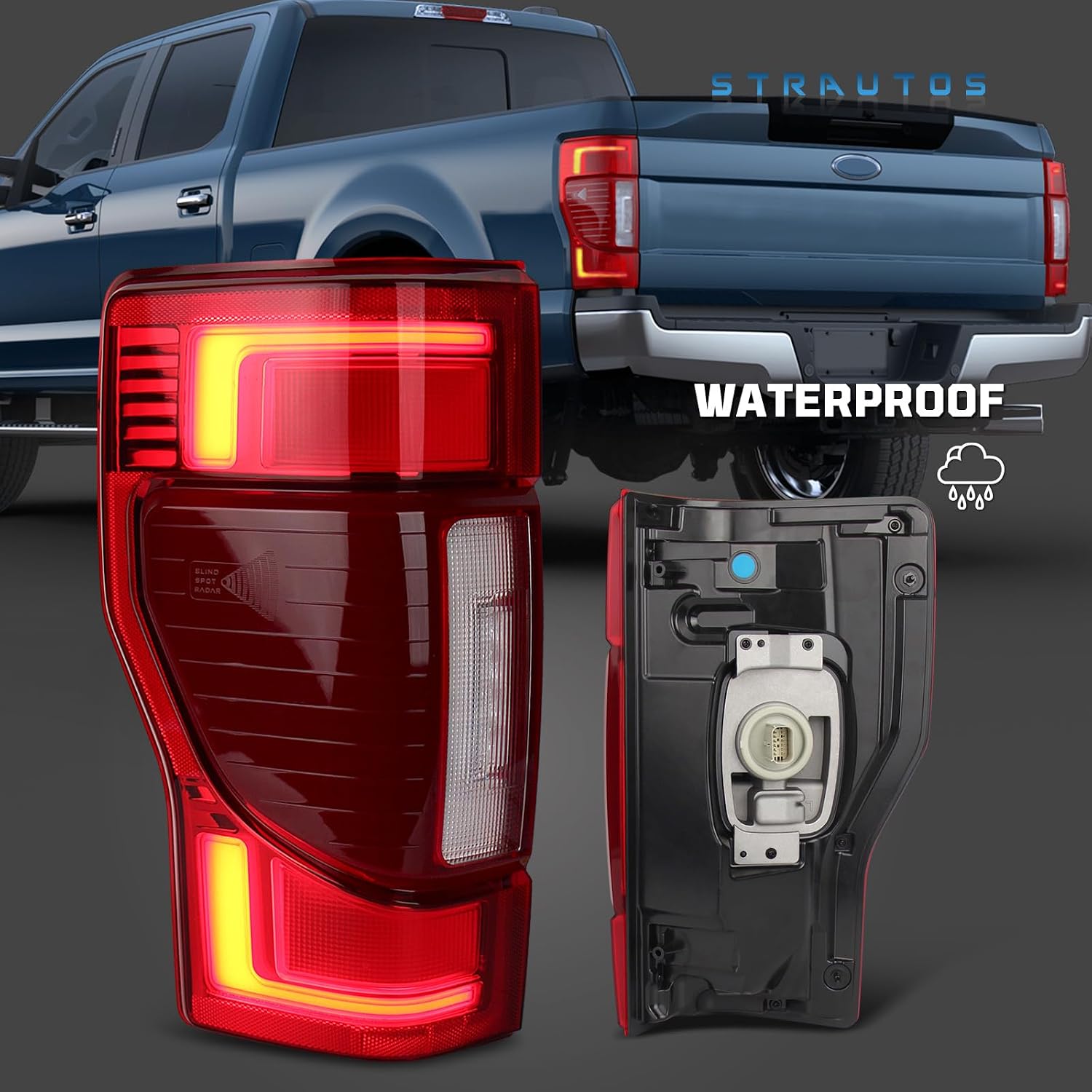 LED Tail Lights Compatible with 2020 2021 2022 Ford F250 F350 Super Duty Rear Light Accessories with Blind Spot Module Not Included Replace LC3Z13405E (LED Left Driver Side)
