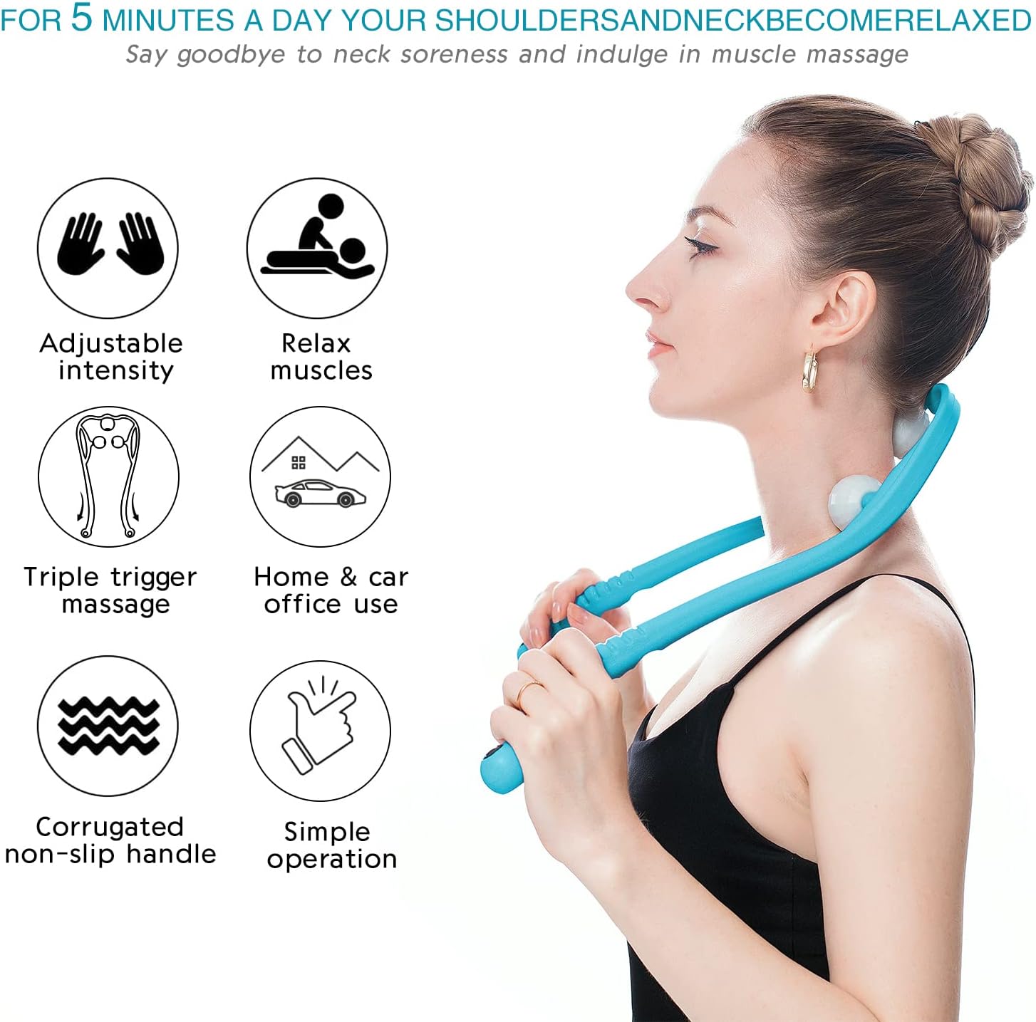 Lyanxinlei Neck Massager Handheld Shiatsu Deep Tissue Dual Trigger Point Shoulder Massage Tool with Balls for Self Muscle Tension Relief &Scalp Massager Extra Gift （2Pack） : Health & Household