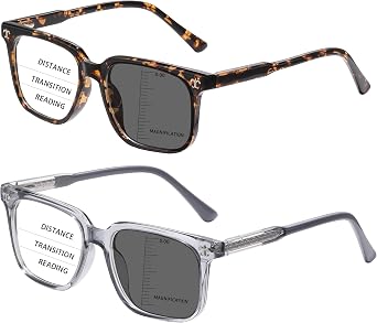 Photochromic Progressive Multifocus Reading Glasses Men Women, Cheaters Reader Transition Sunglasses Spring Hinges