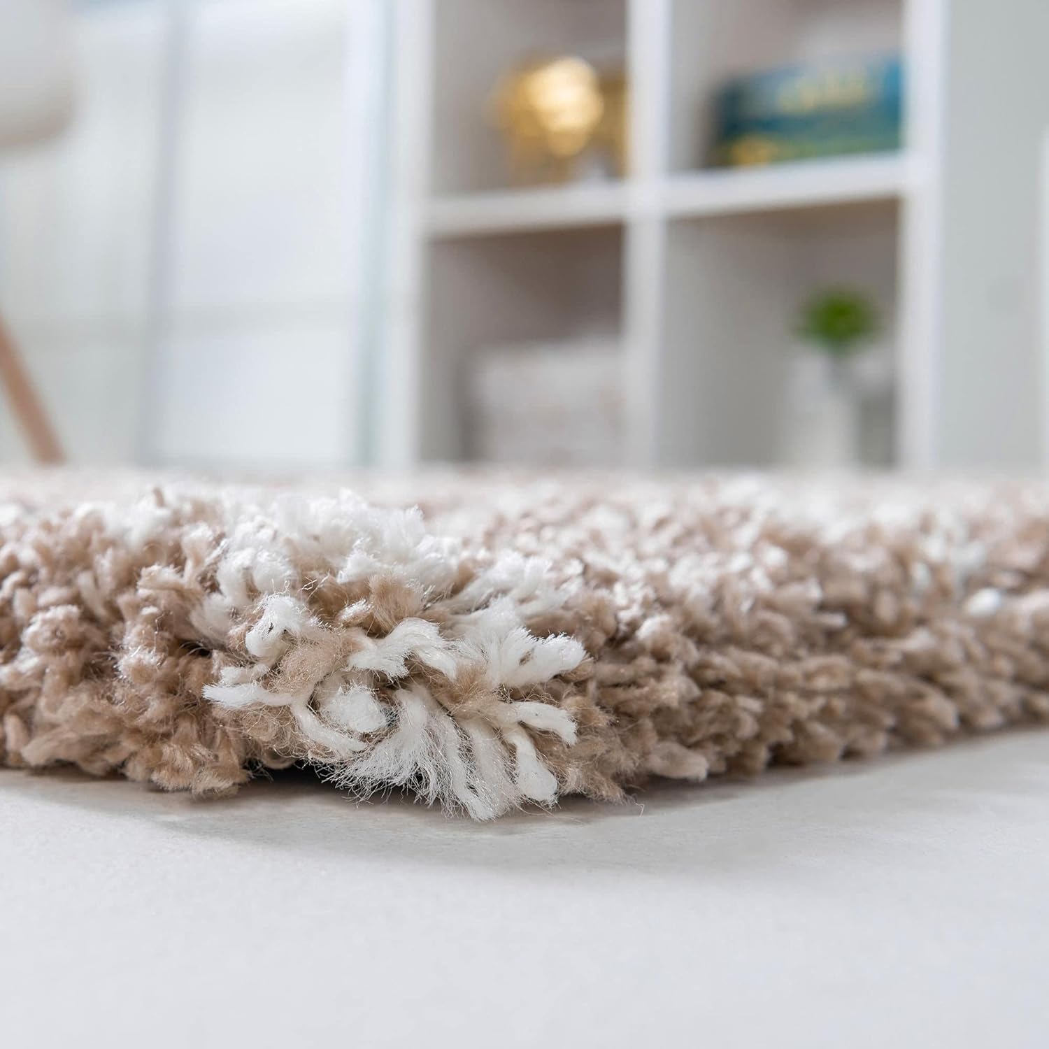 Rugs.com Soft Touch Shag Collection Runner Rug – 6 Ft Runner Khaki Shag Rug Perfect for Hallways, Entryways
