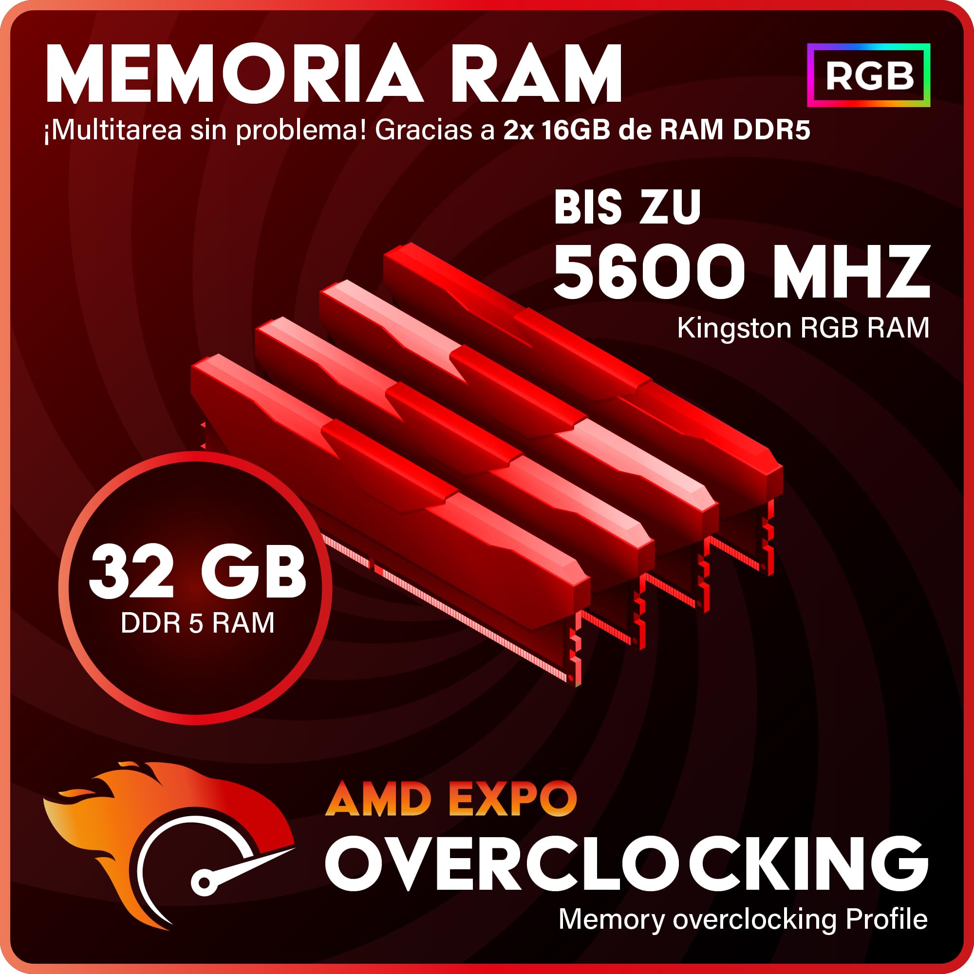 Greed® MKM - PC Gaming - AMD Ryzen 5 7500F + Nvidia Geforce RTX 5070Ti 16GB – Ordenador de sobremesa con 4K & Raytracing - 5,0 GHz - 32GB RAM DDR5 - SSD 1TB + Wi-Fi & Windows 11 Pro
