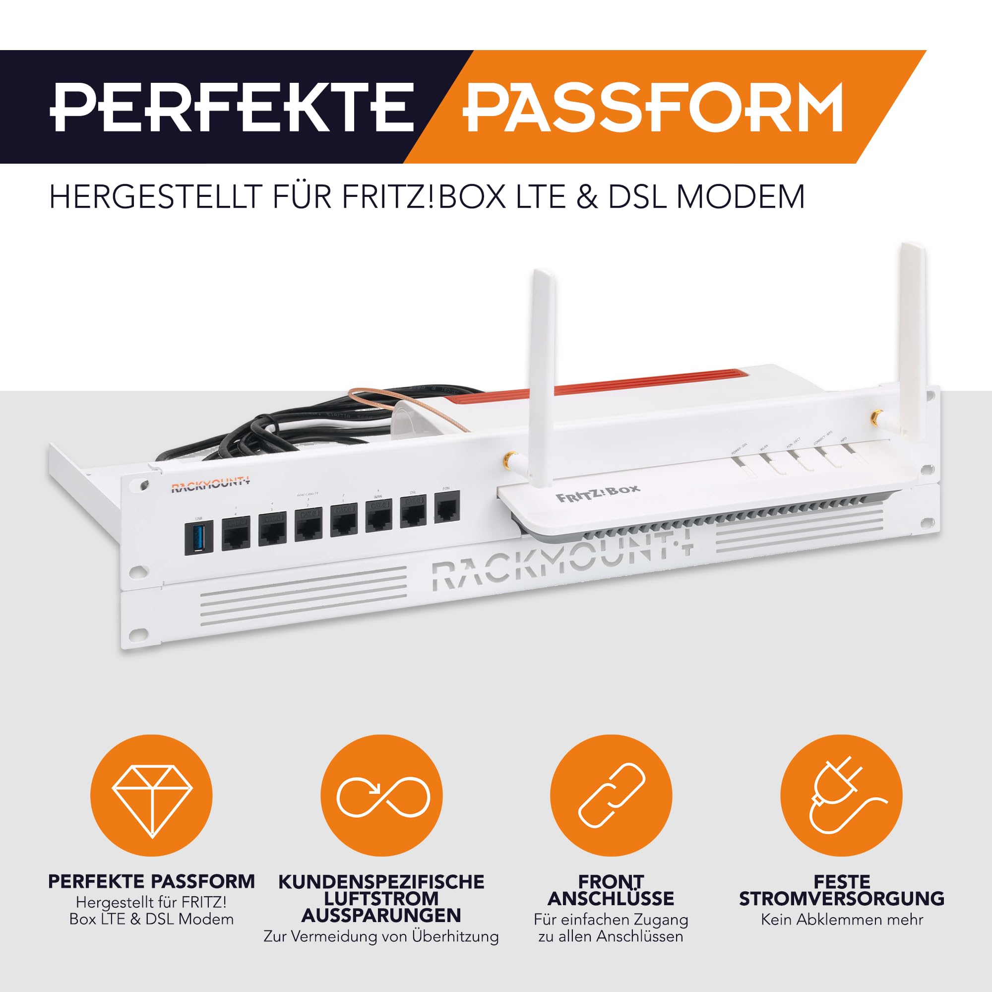 Rackmount.IT RM-FB-T3 Upgrade-Kit für Fritz!Box 6890/7590, Weiß, 217 x 482 x 59 mm