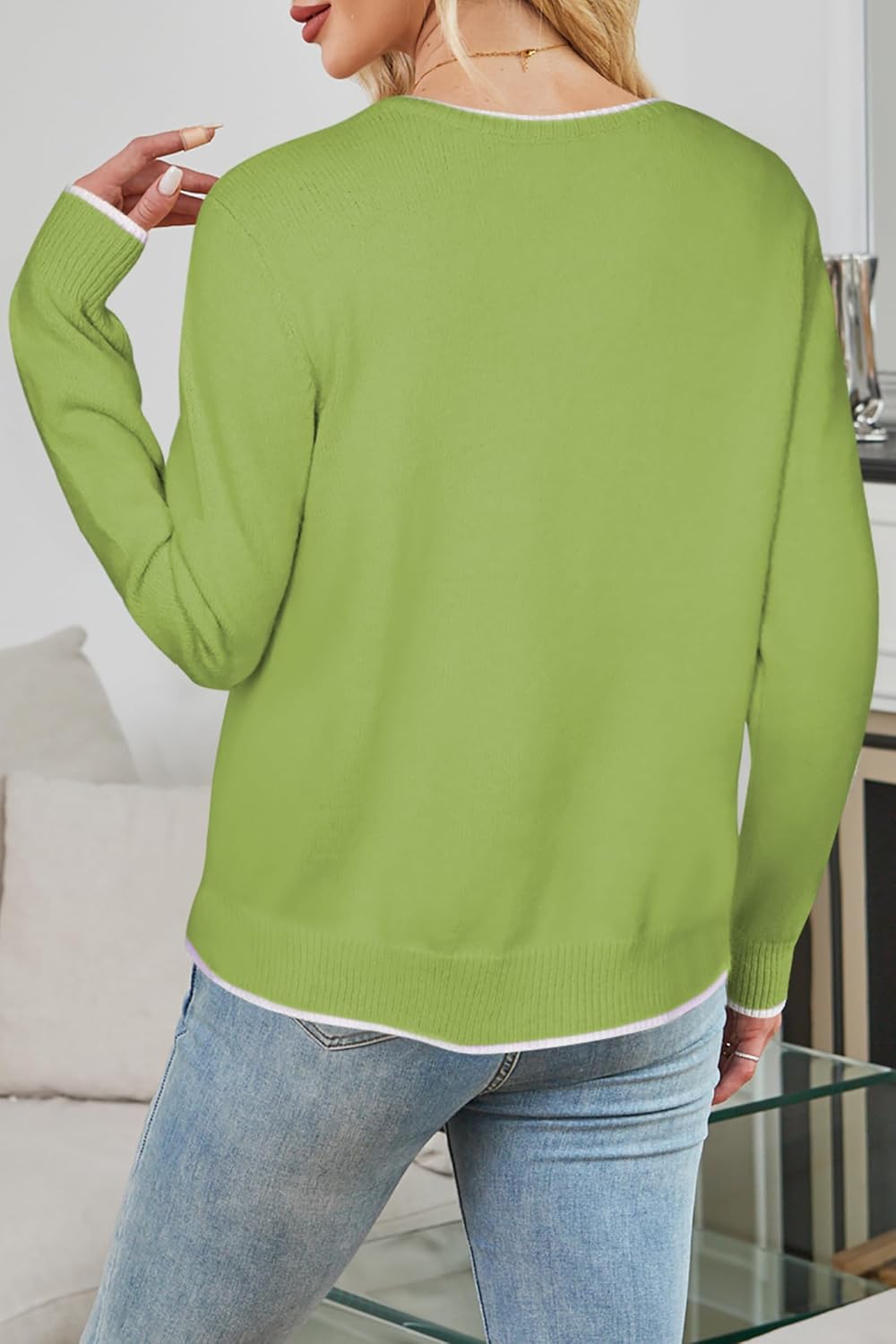 Cakulo Womens Bow Tie Sweater V Neck Cardigan Sweaters 2026 Lightweight Spring Fashion Knit Cardigans Outfits - Image 7