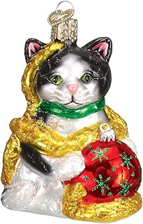 Old World Christmas Ornaments: Holiday Kitten Glass Blown Ornaments for Christmas Tree (12223)