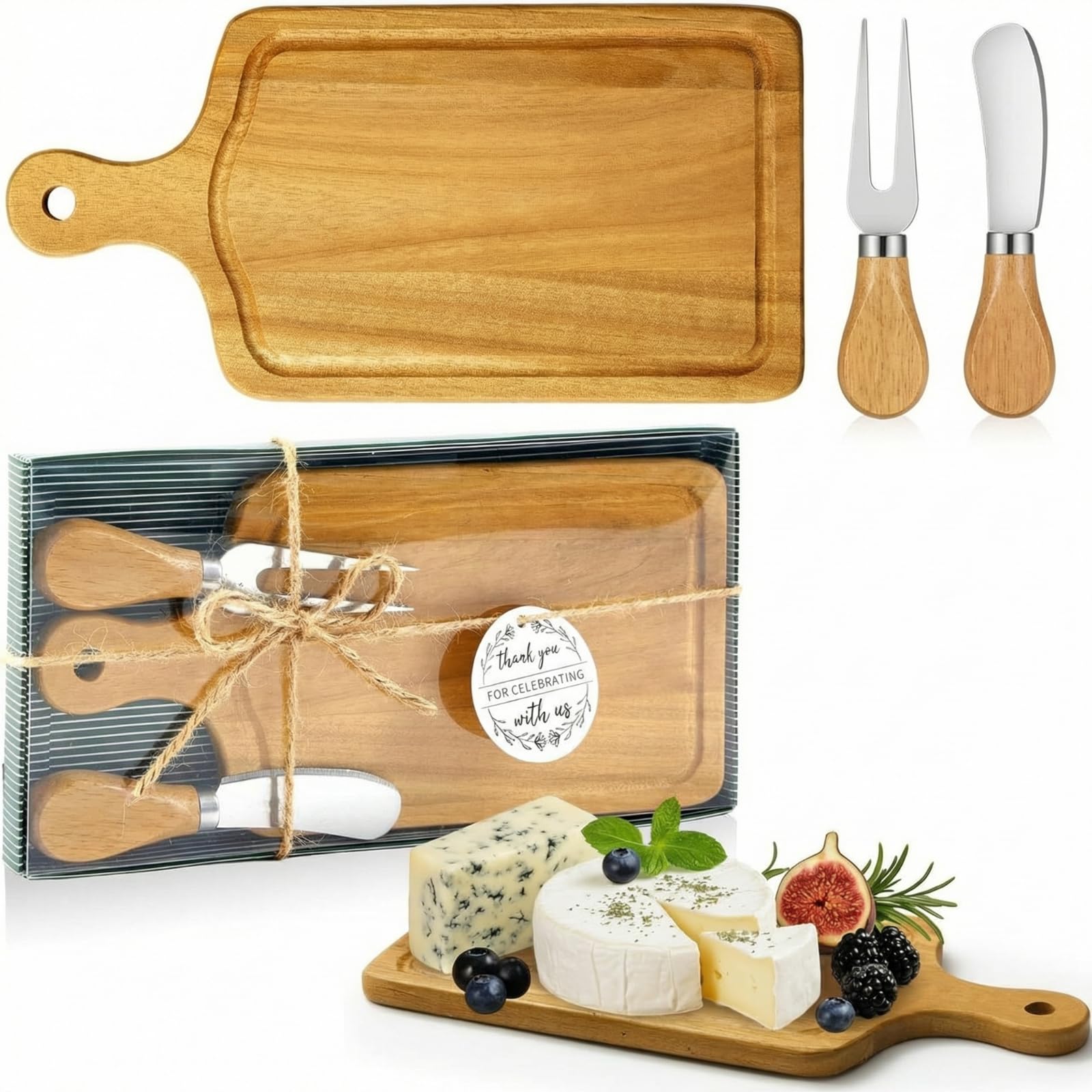 Ziliny 1 Sets Baby Shower Prizes Mini Charcuterie Board, Teak Color