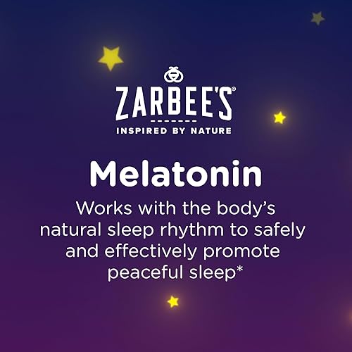 Miniatura 2 de Zarbee's Tableta masticable de melatonina para niños, 1 mg de melatonina, suplemento para dormir eficaz y sin medicamentos, sabor natural a uva, sin