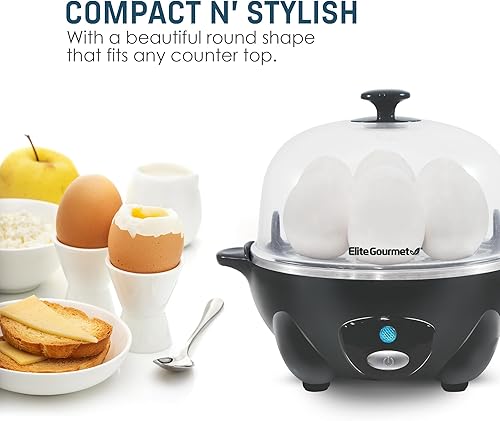 Miniatura 4 de Elite Gourmet Easy Electric - Cocina eléctrica con capacidad para 7 huevos, cazador furtivo, máquina de tortillas, revuelta, suave, media, hervida