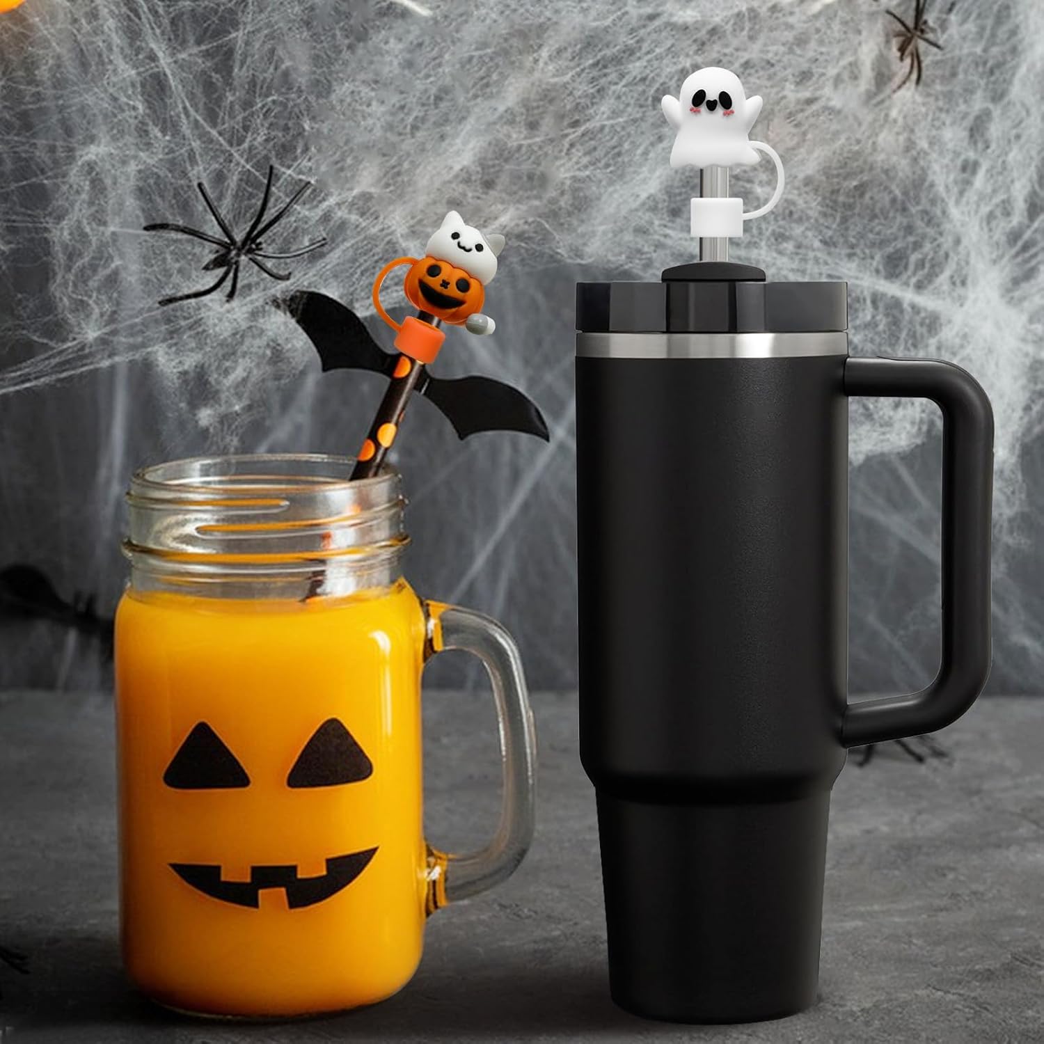 9pcs Halloween Silicone Straw Toppers for Stanley 30&40 Oz Tumblers,Reusable Silicone Straw Covers,Eco-Friendly, Ideal for Gift - Image 5