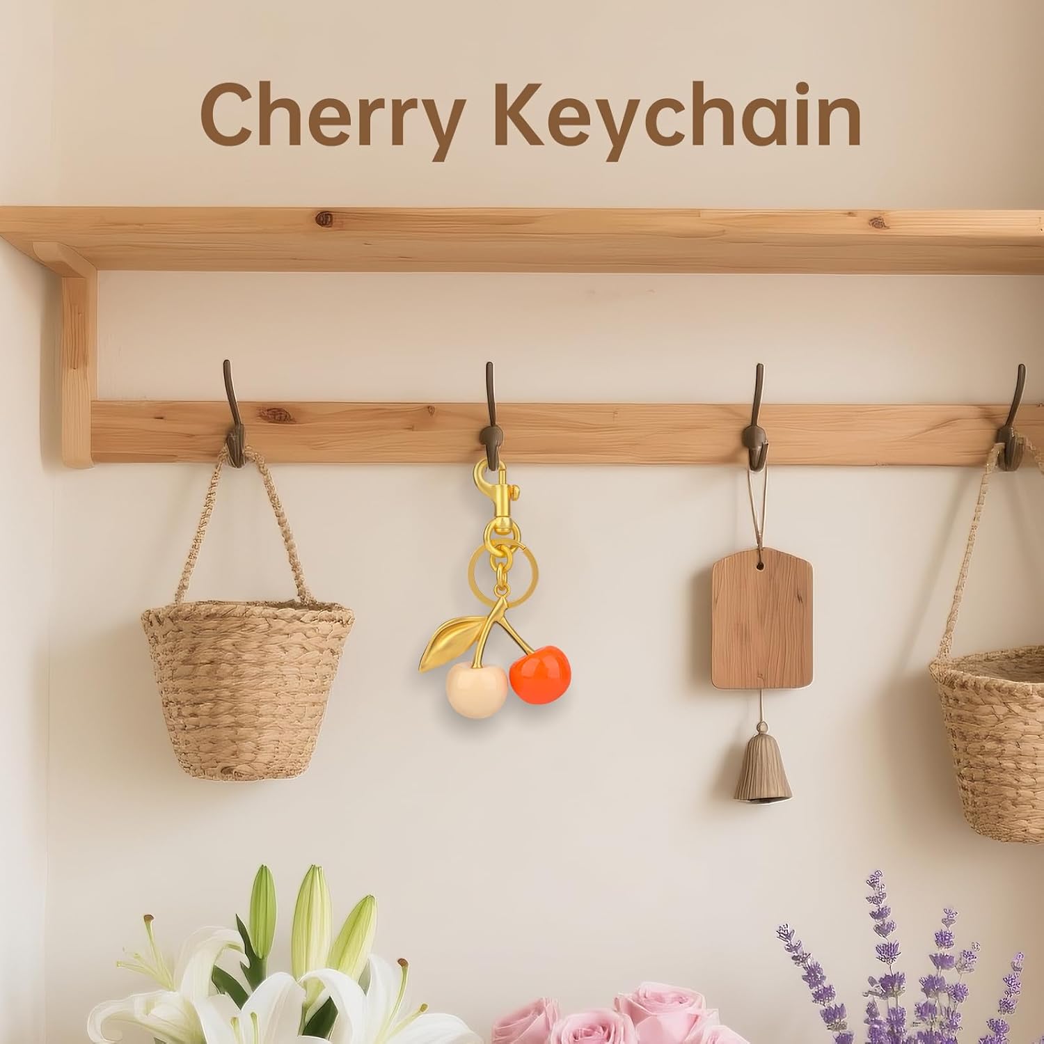 cherry bag charm, cute keychain cherry purse charms for handbags, bag accessories, gifts for women. - Image 4