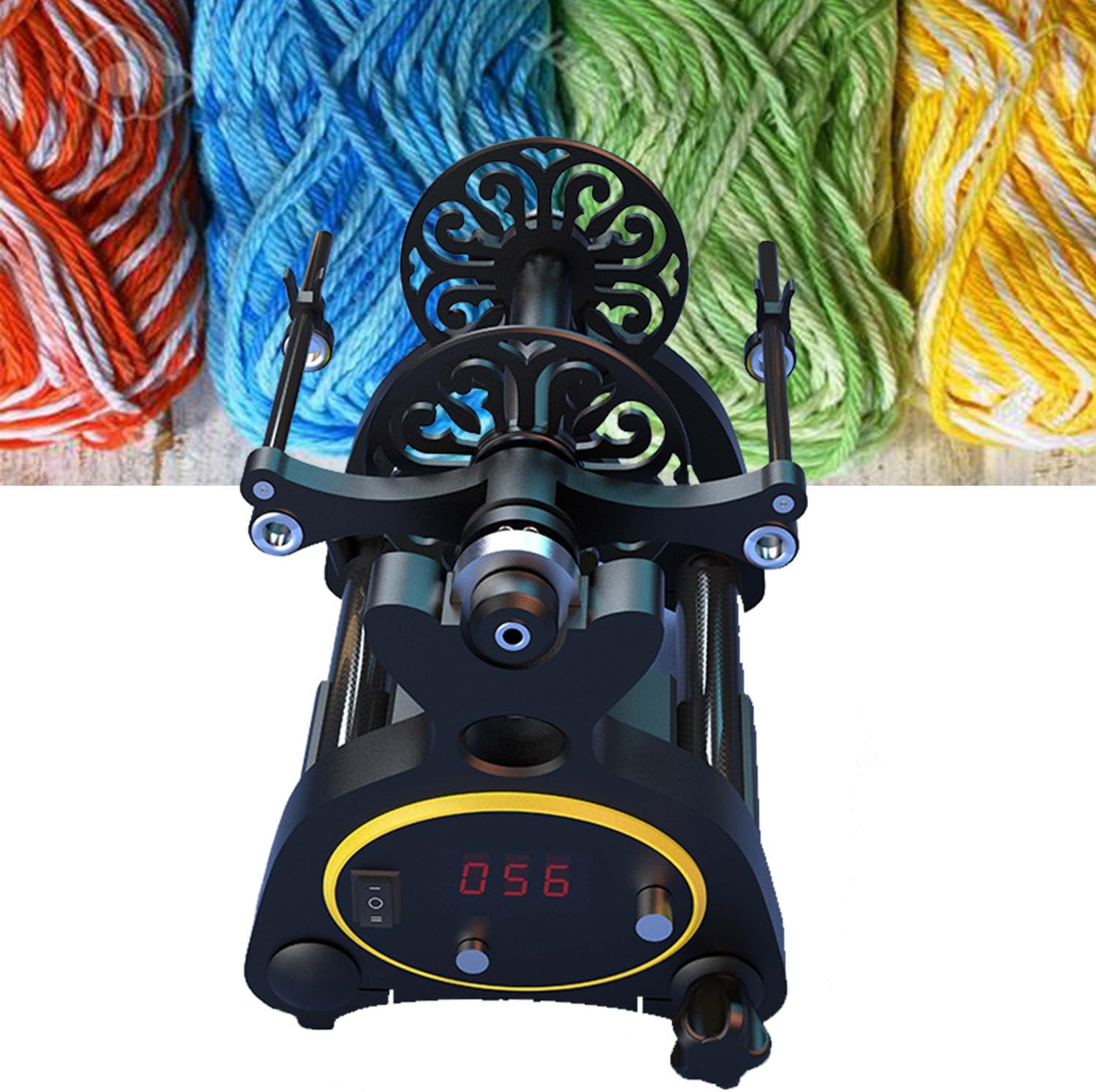 Adjustable Speed Spinning Wheel for Wool,1800rpm,with Digital Display,Forward and Reverse Switching,Can Be Connected to a Mobile Power Supply,for Yarn Weaving,Black