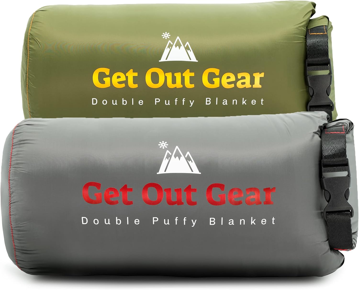 Get Out Gear Double Puffy Camping Blanket - Olive and Gray Bundle - Extra Puffy, Packable, Lightweight and Warm | Ideal for Outdoors, Travel | Water-Resistant Camp Quilt : Sports & Outdoors