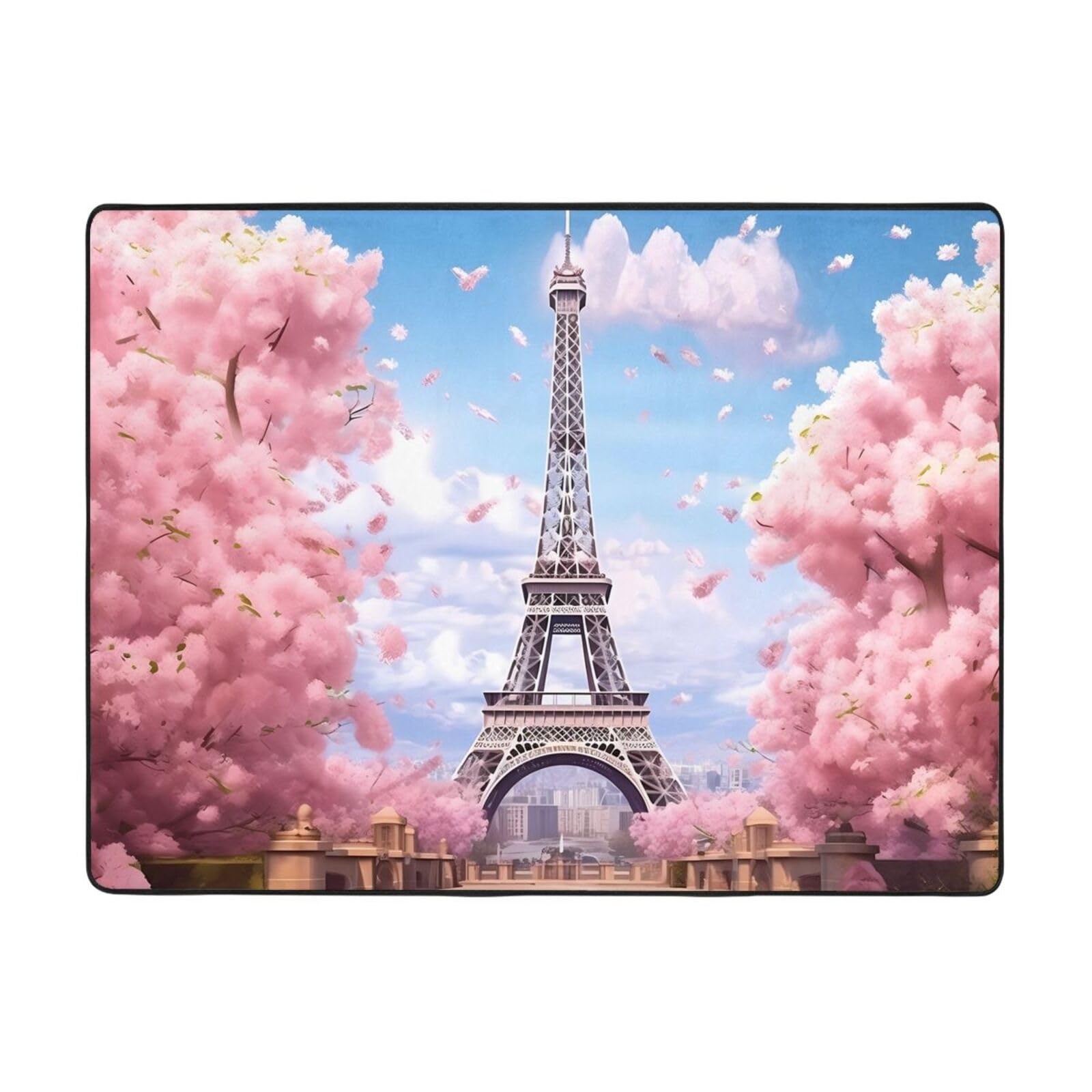 Tapis Paris Tour Eiffel 160x121 cm pour un salon au style parisien romantique